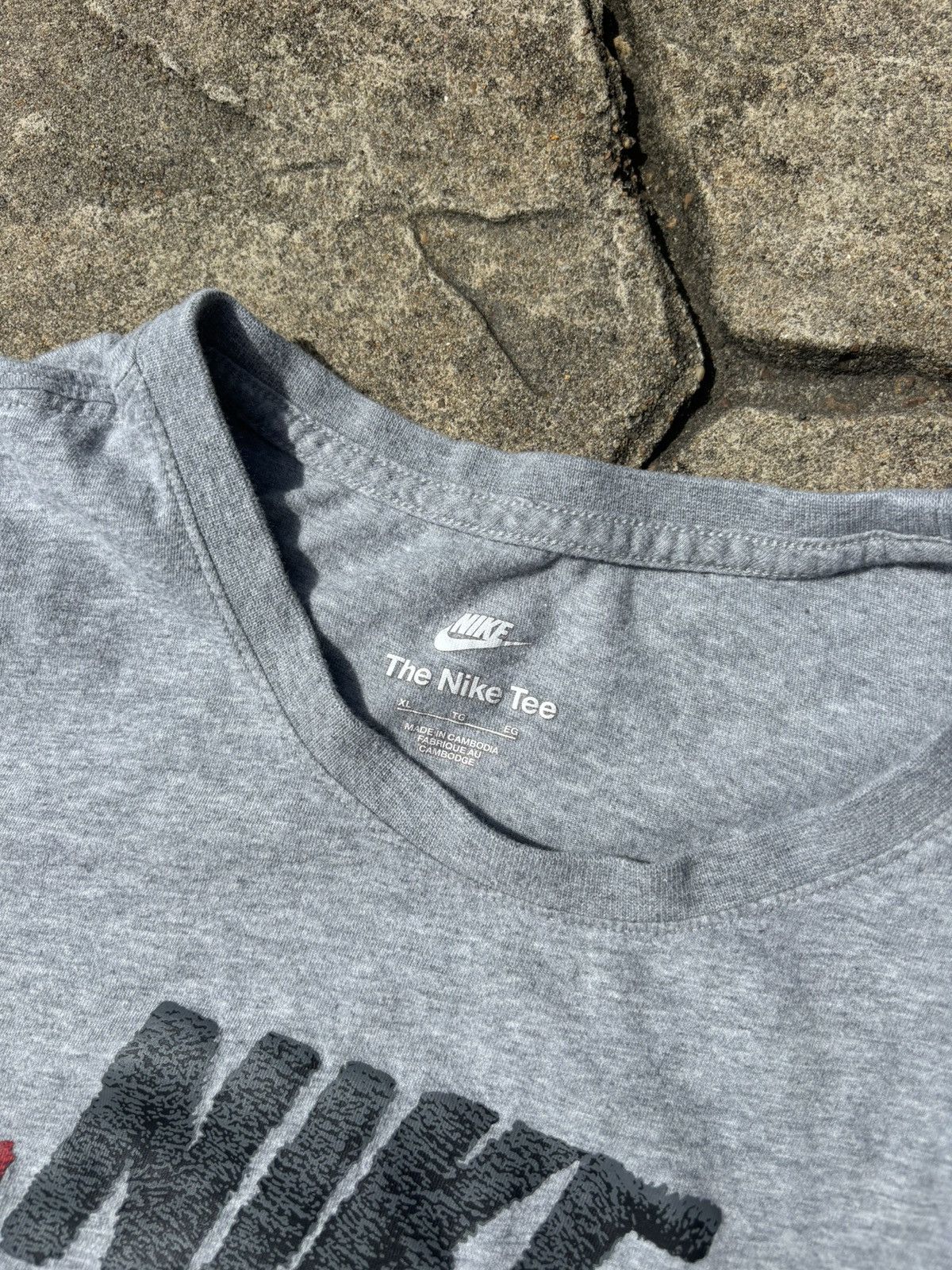 Nike × Vintage Y2K Nike Big Check Spellout Grey Tshirt Size US XL / EU 56 / 4 - 3 Thumbnail