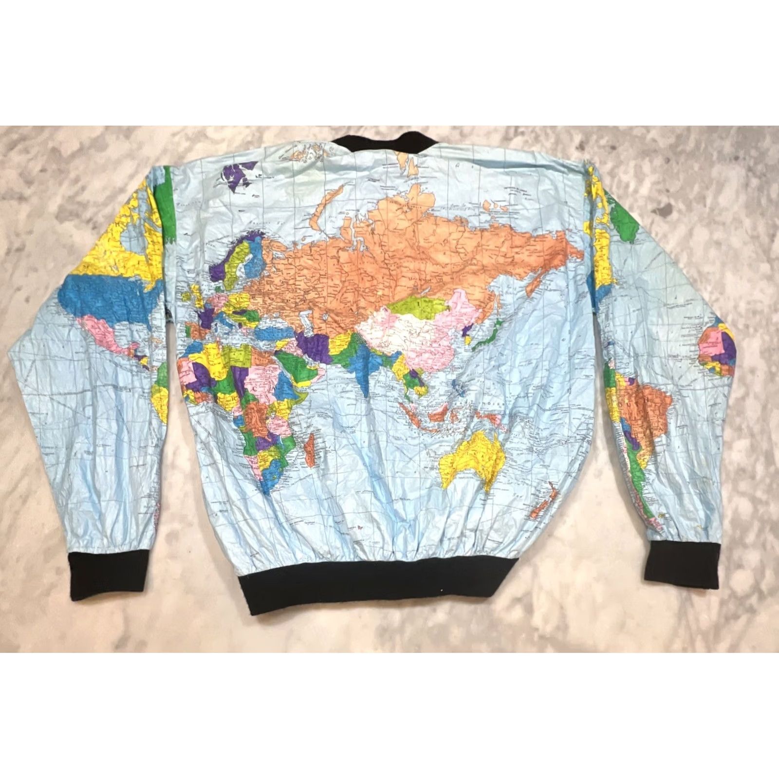 Vintage VTG 80s Ty Breakers Tyvek World Map Windbreaker Medium AllOver Print Kurt Cobain Size US 31 - 4 Thumbnail