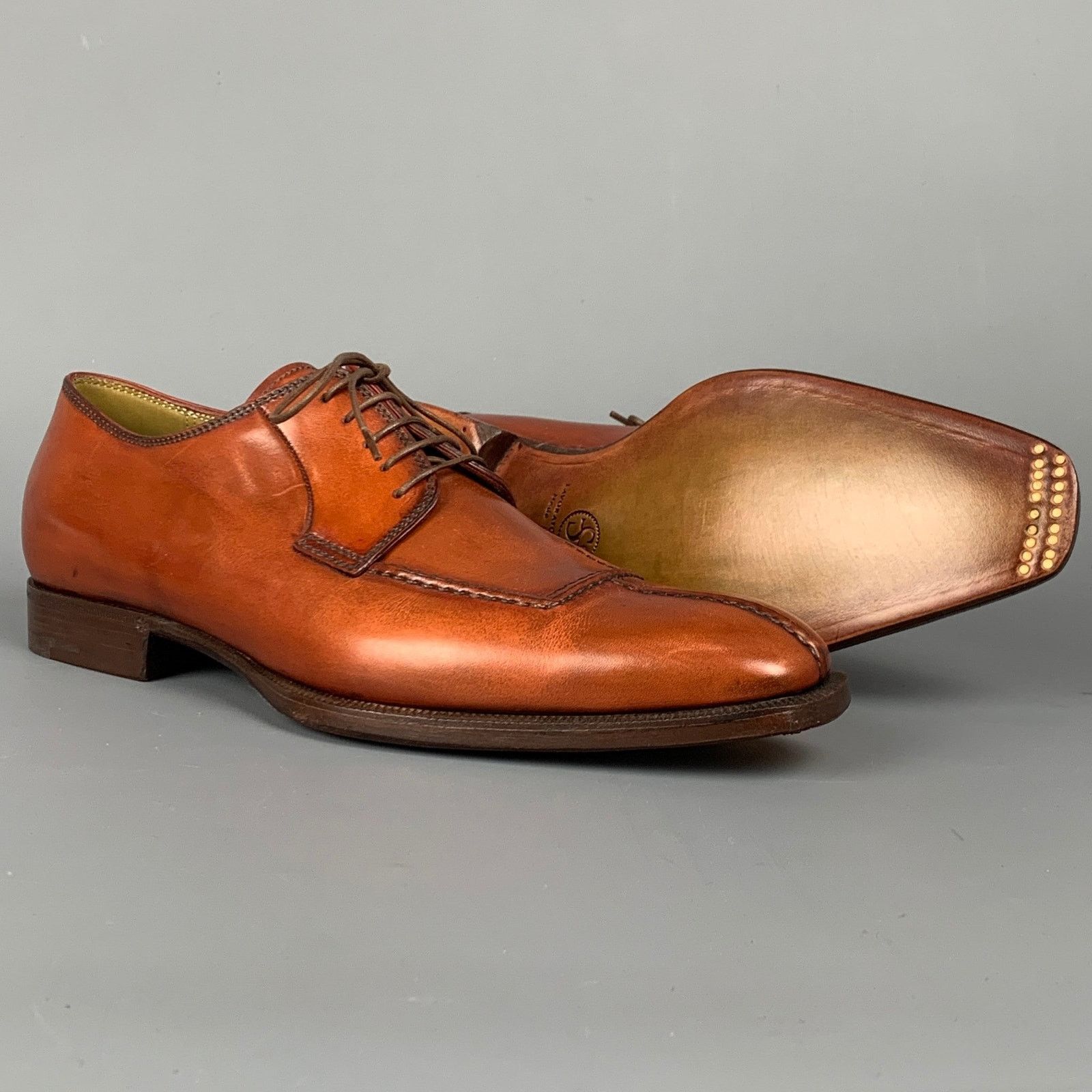 Other STEFANOBI Cognac Contrast Stitch Leather Lace Up Shoes Size US 8 / EU 41 - 3 Thumbnail