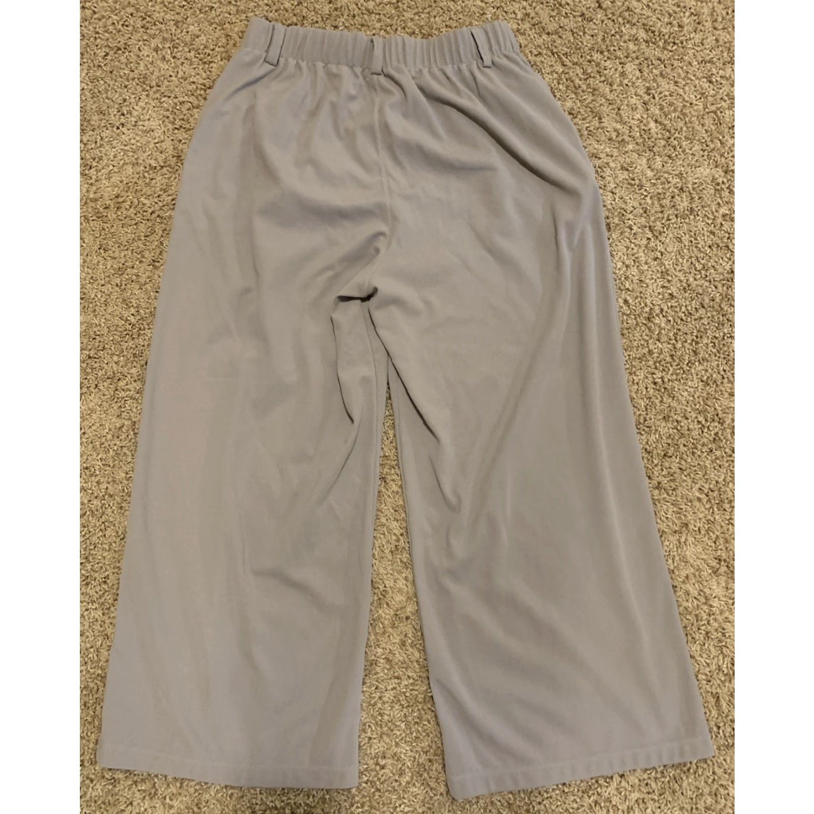 Vintage Halara Pants Womens Petite Gray High Rise Pull On Wide-Leg Pockets Stretch Knit 26 Inseam Casual Workwear Size 36" / US 14 / IT 50 - 2 Thumbnail