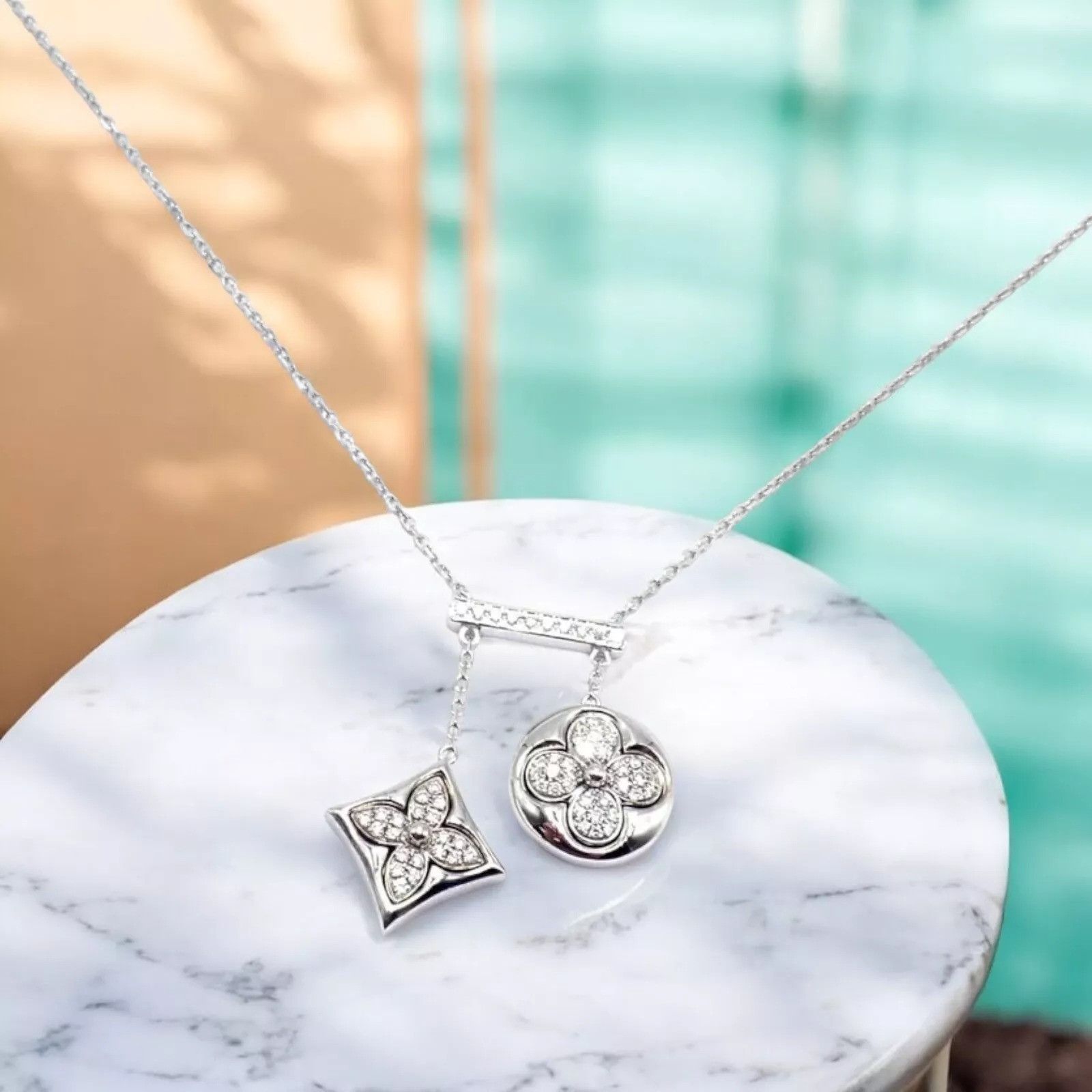 Louis Vuitton Louis Vuitton 18k White Gold Diamond Link Pendant Necklace Size ONE SIZE - 2 Thumbnail