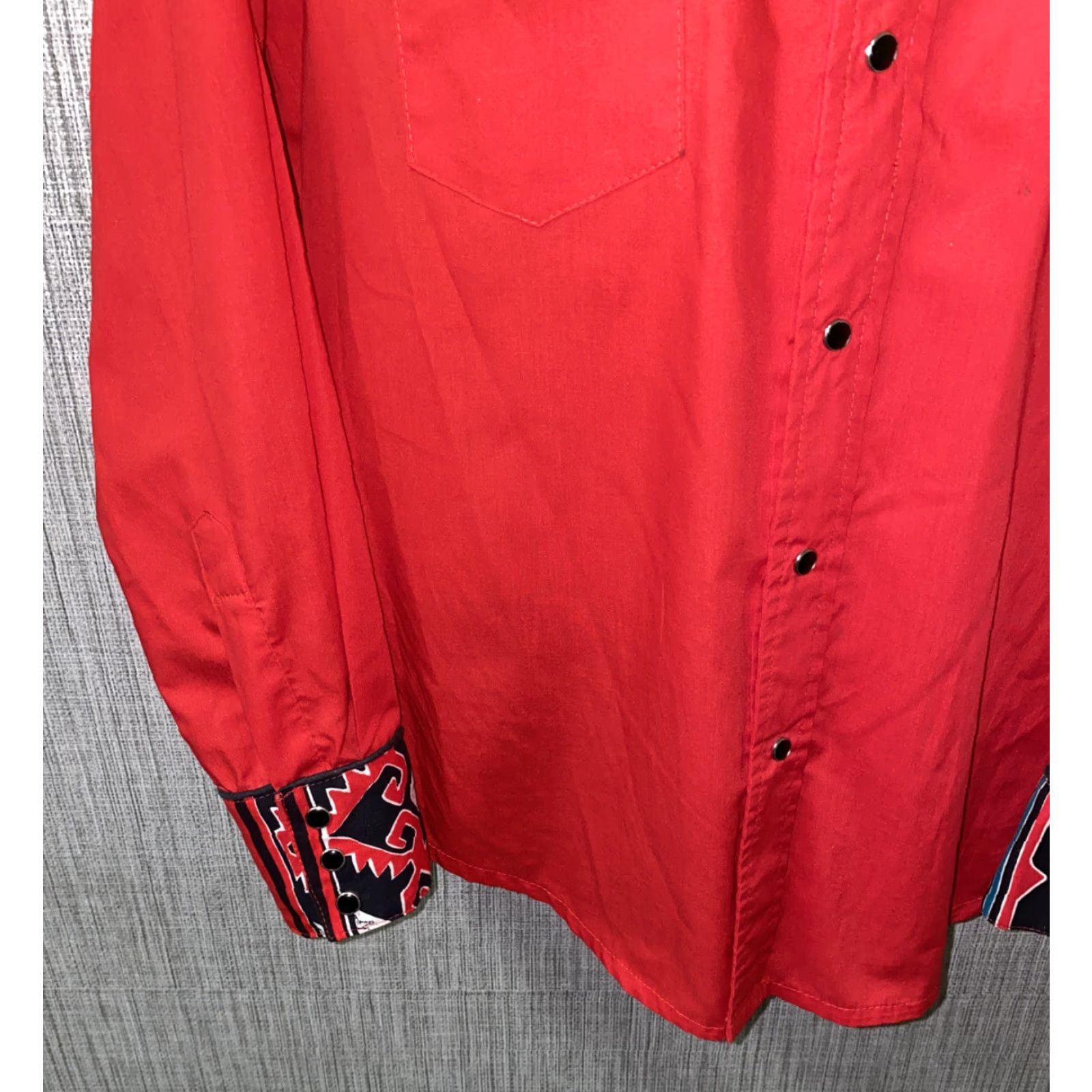 Vintage Tater Sax Mens Red Snap Button Long Sleeve Button Front Shirt 23.5 In Armpit Size US L / EU 52-54 / 3 - 4 Thumbnail