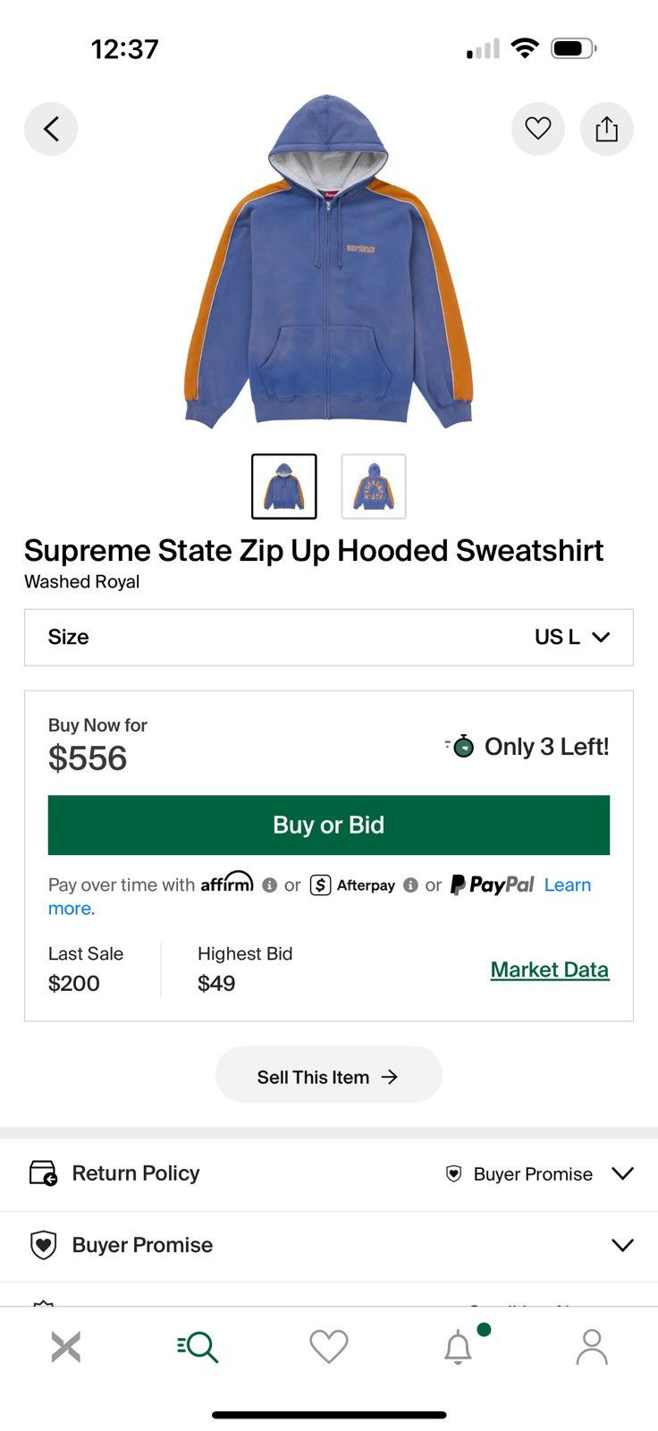 Supreme Supreme State Washed Royal Size US L / EU 52-54 / 3 - 7 Thumbnail