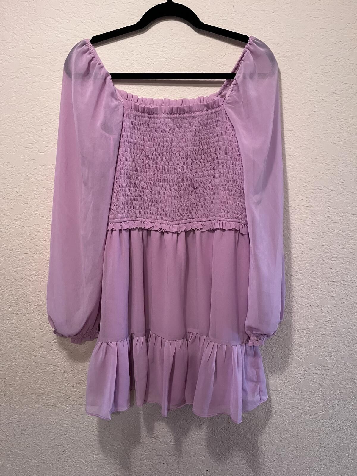 Other MSK Lavender Smocked Bodice Dress with Puff Sleeves Size L / US 10 / IT 46 - 10 Thumbnail