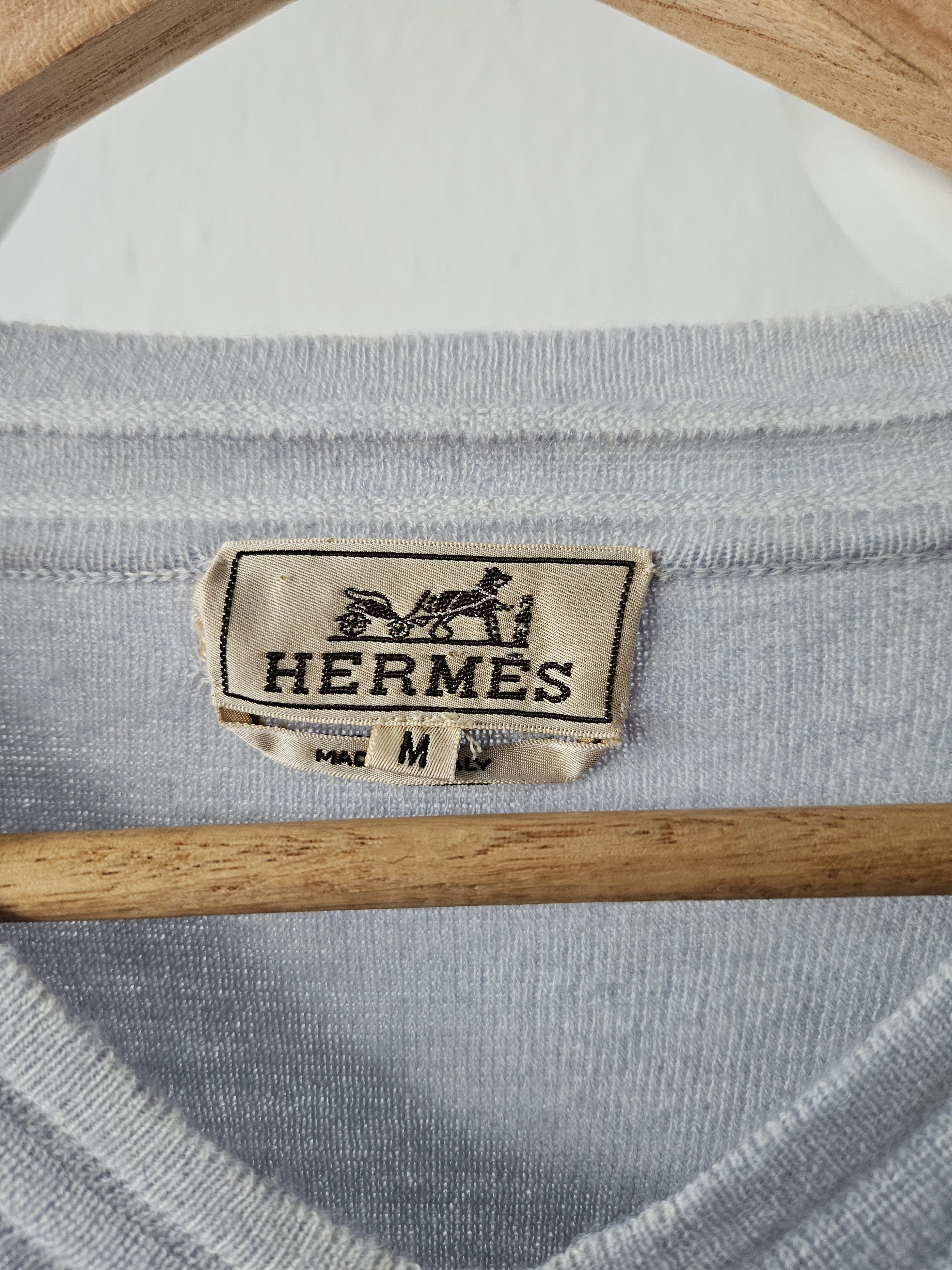 Hermes Vintage Hermes cashmere cotton blend v neck pullover Size M / US 6-8 / IT 42-44 - 11 Thumbnail