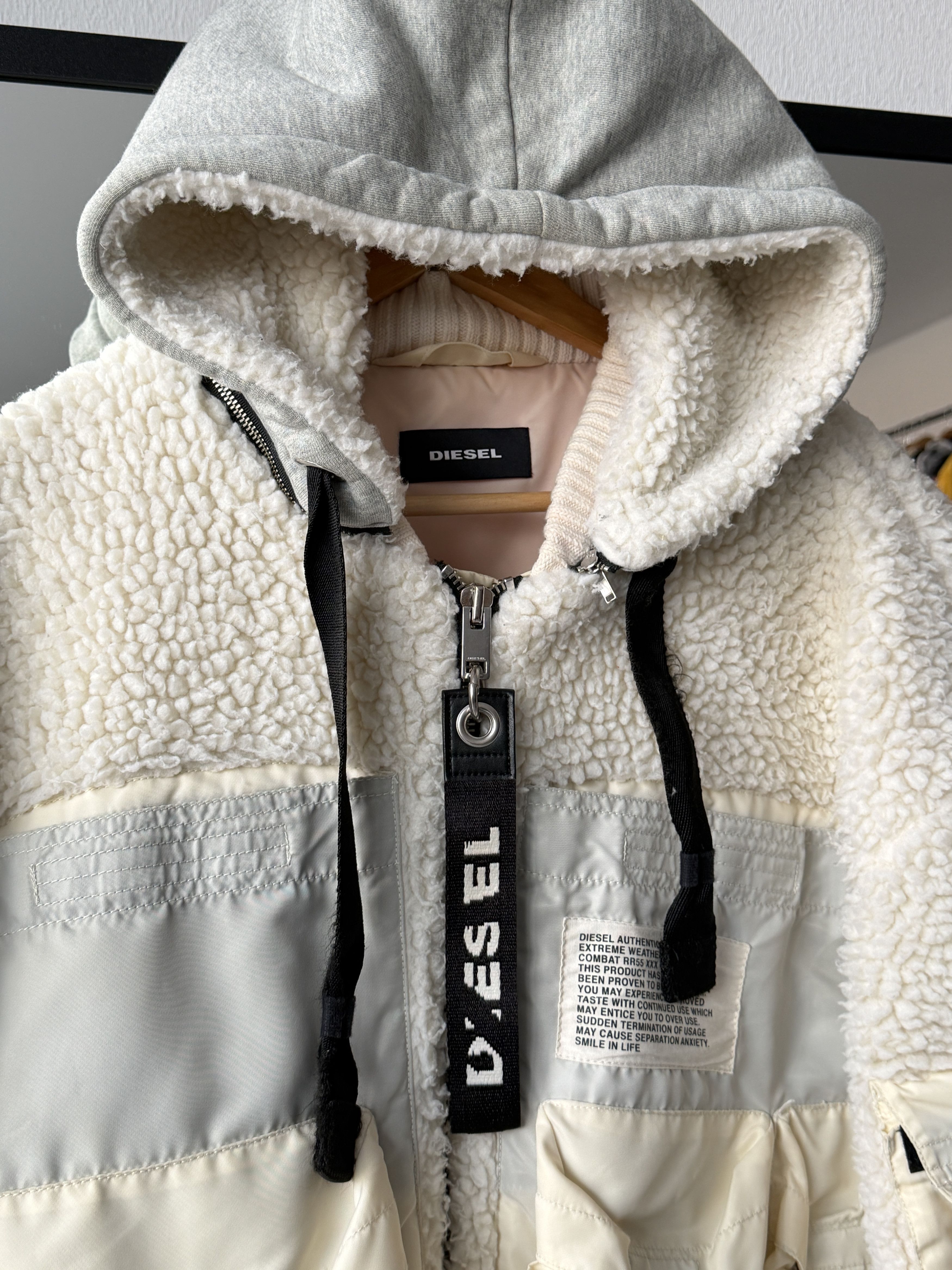 Diesel Diesel Faux-Shearling Hooded W-Patty Jacket WHITE M Size US M / EU 48-50 / 2 - 3 Thumbnail