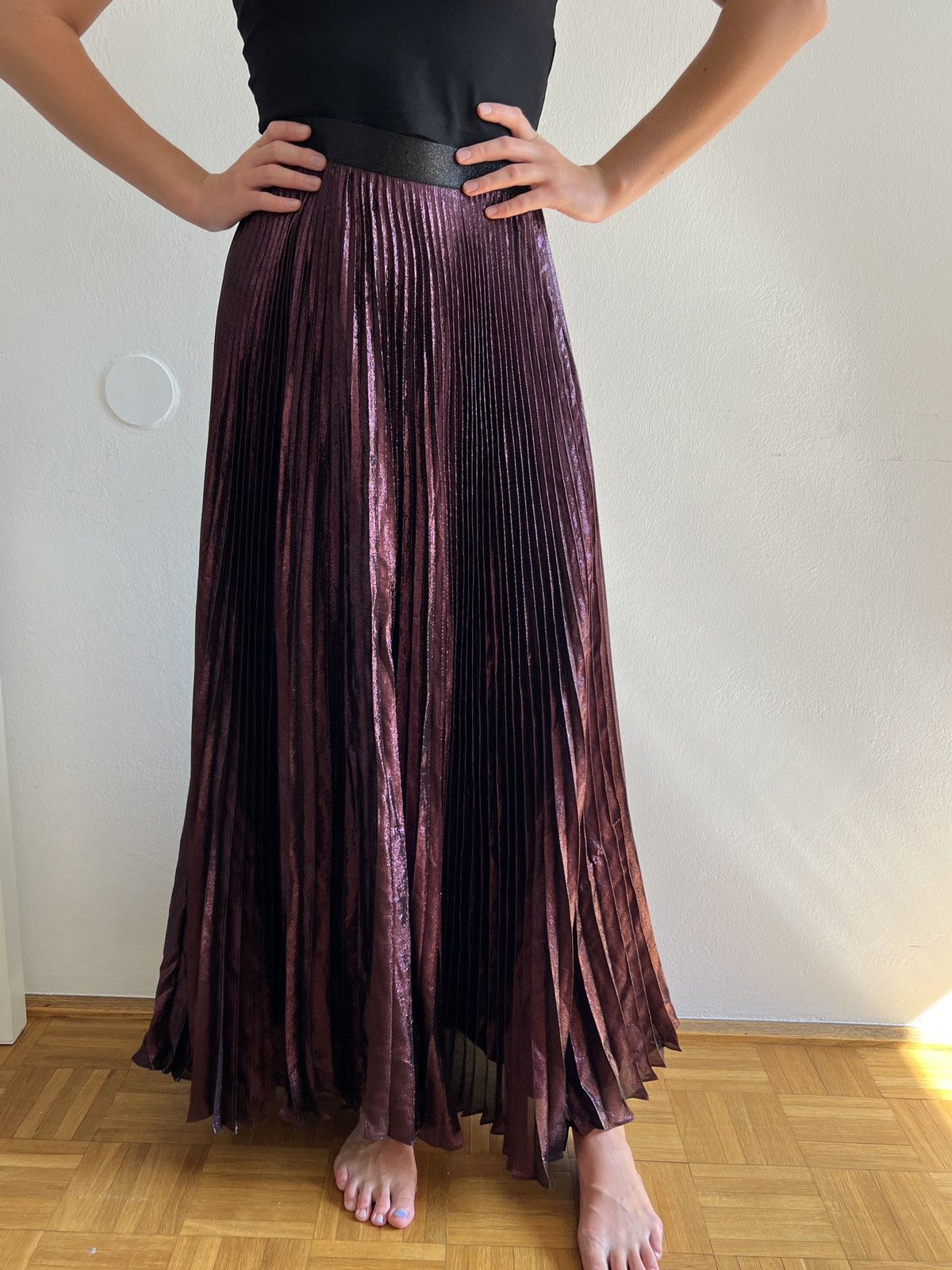 Christopher Kane Christopher Kane Pleated Lamé Maxi Skirt Size 28" / US 6 / IT 42 - 4 Thumbnail