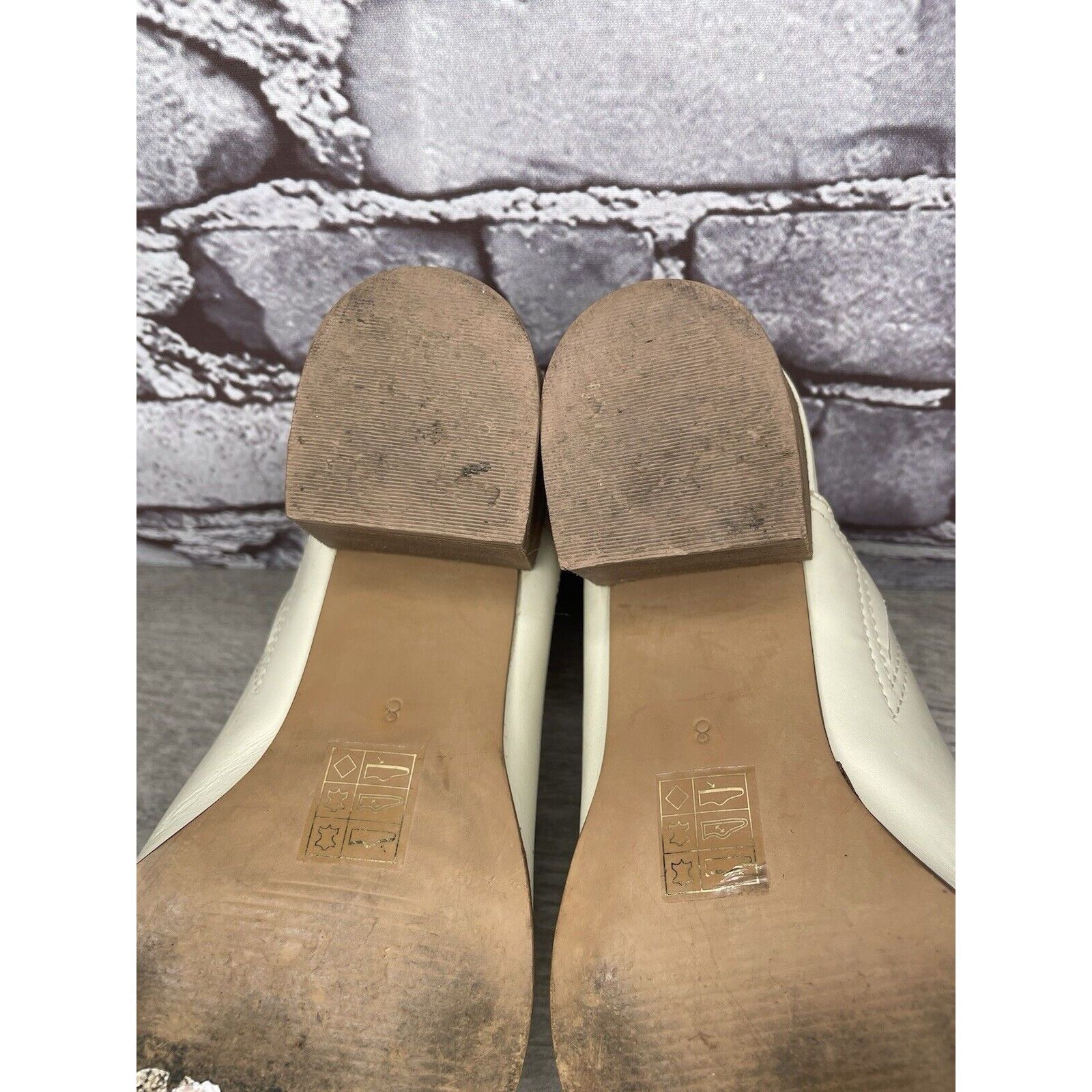 Madewell Madewell The Harper Ivory Leather Mules Stacked Heels Women Size US 8 / IT 38 - 9 Thumbnail