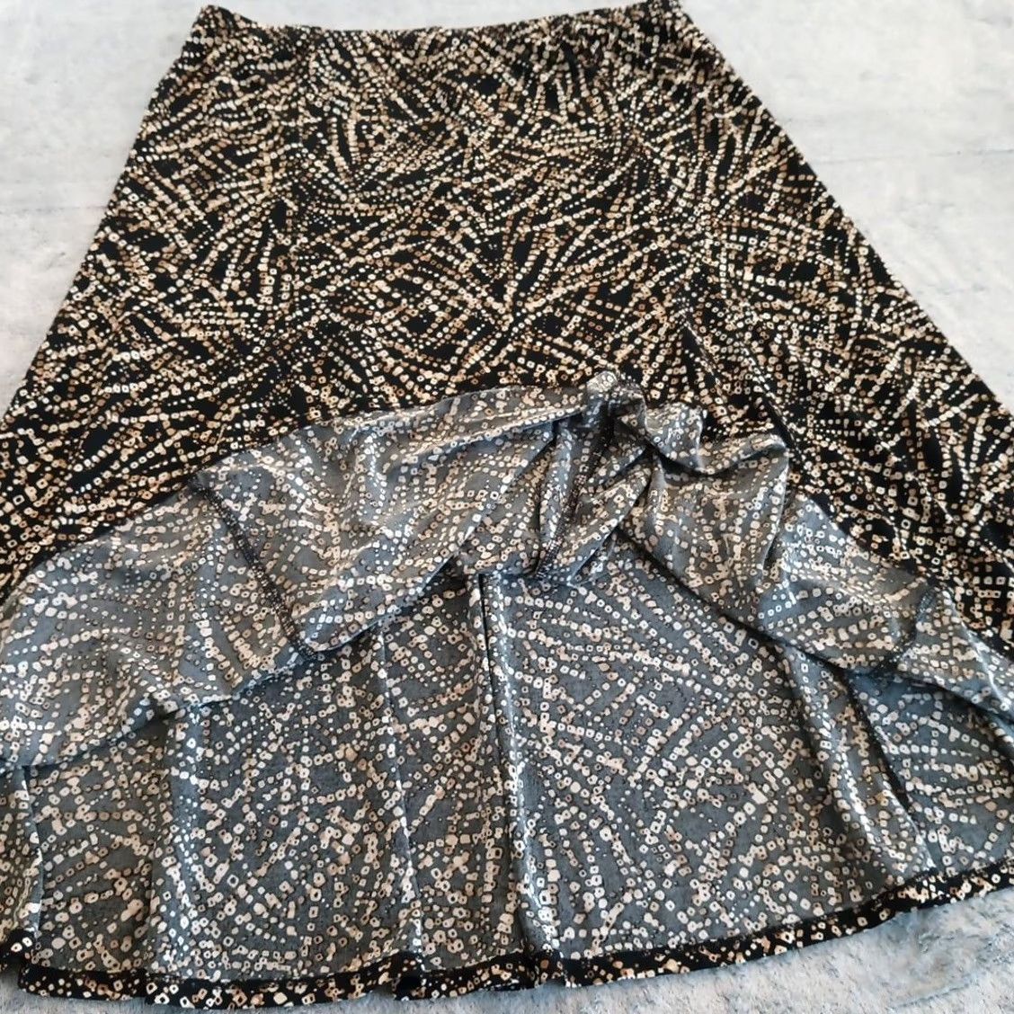 Vintage B.Moss Skirt Midi A-Line Beige Large Elastic Waist Geometric Pattern Women L Regular Pull On Holiday? Size 36" / US 14 / IT 50 - 5 Thumbnail