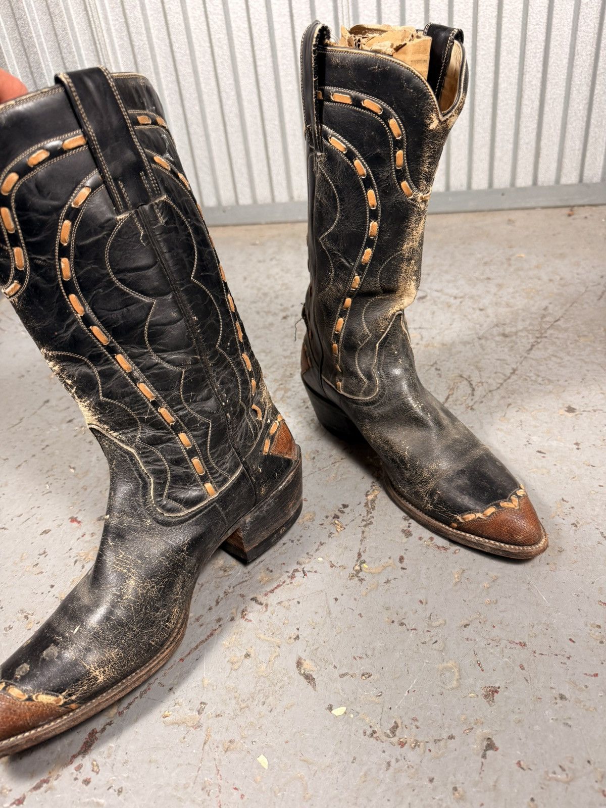 Vaquera 80s Vintage Vaquero Distressed Brown Lizard Toe Cowboy Boots Size US 9 / EU 42 - 9 Thumbnail