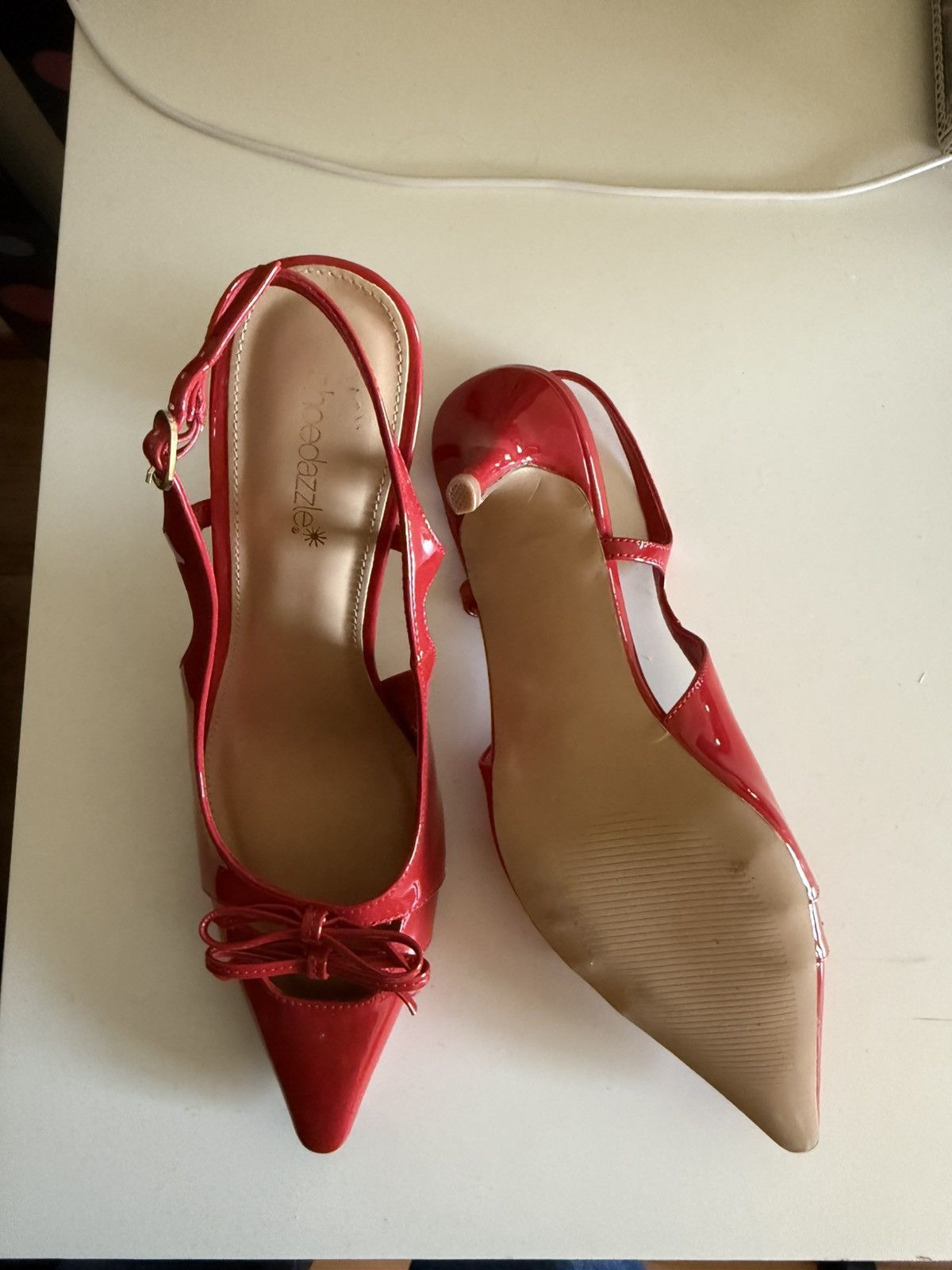 Other Vintage Red Leather Slingback Heels Size US 9 / IT 39 - 2 Thumbnail