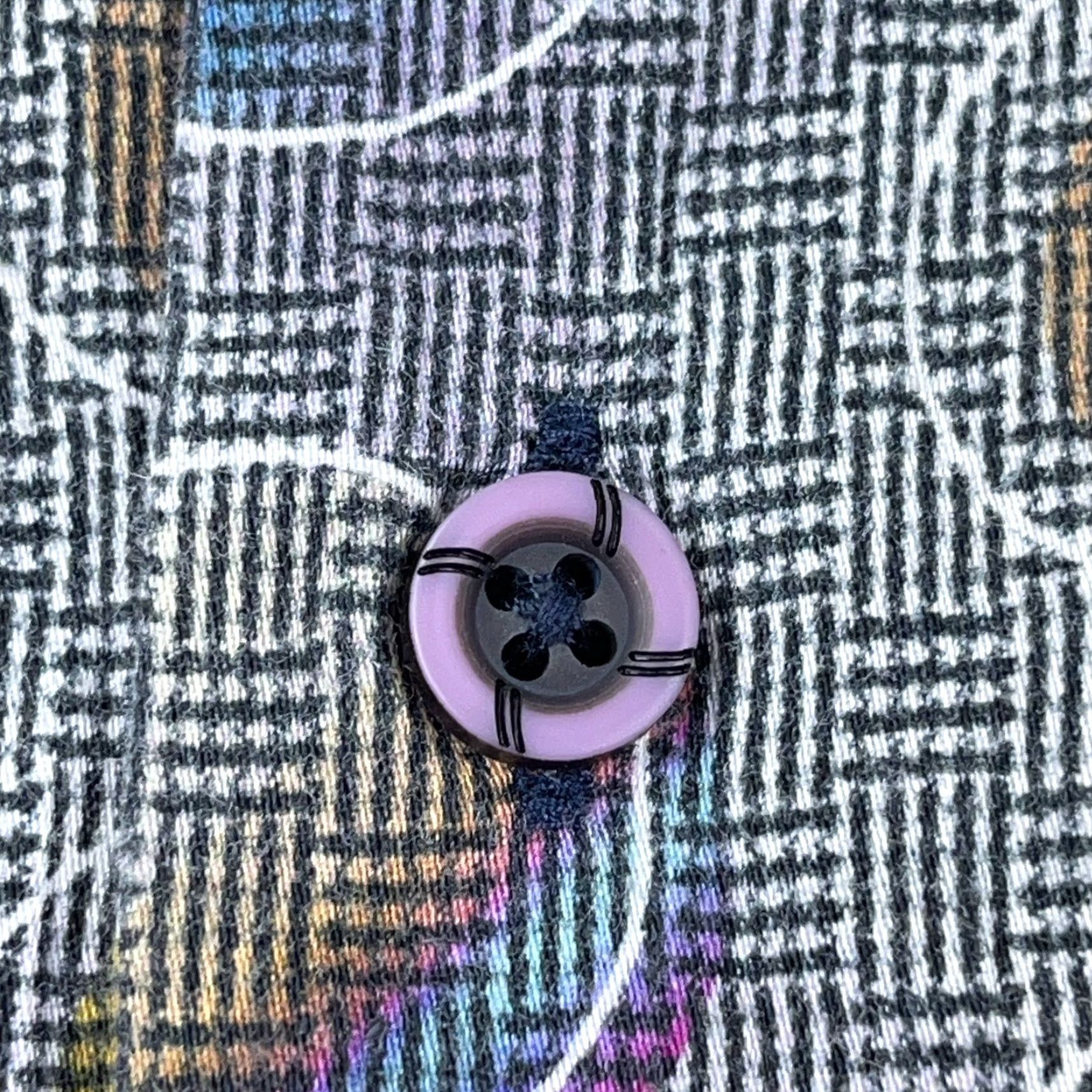 Vintage Visconti Black Shirt Men Medium Gray Purple Button Up Spotted Geometric Disco Size US M / EU 48-50 / 2 - 7 Thumbnail