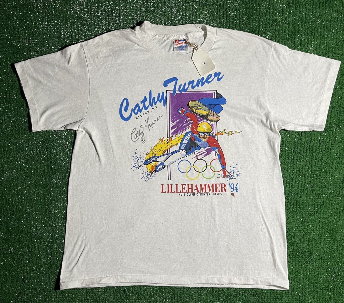 Hanes Signed ‘Cathy Turner’ 1994 Winter Olympics T-shirt Size US L / EU 52-54 / 3 - 1 Thumbnail