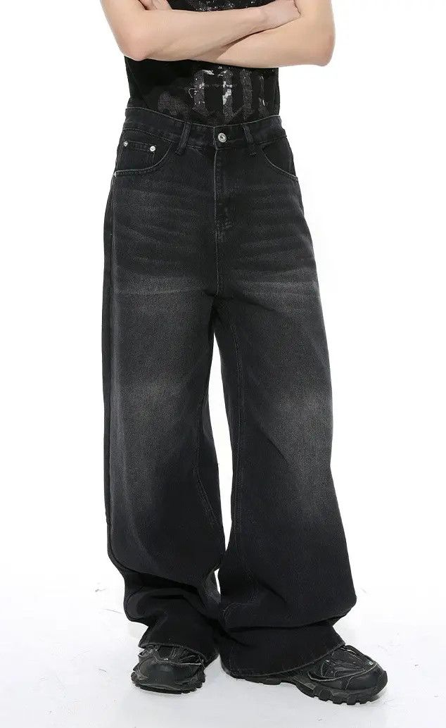 Japanese Brand × Jean Vintage high street distressed wide-leg jeans Size US 32 / EU 48 - 3 Thumbnail
