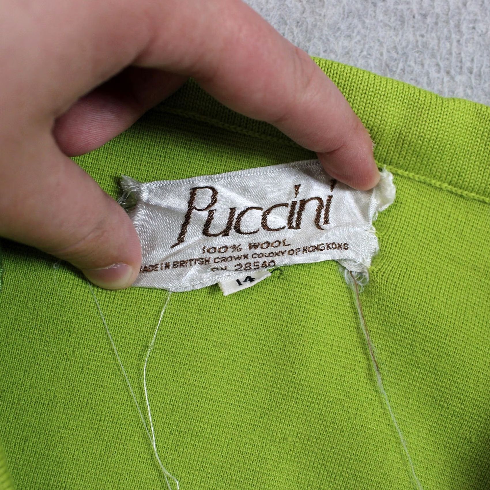 Vintage VINTAGE Puccini Wool Skirt Women 14 Green Knit A-Line Knee Length Hong Kong Mod Size 36" / US 14 / IT 50 - 3 Thumbnail