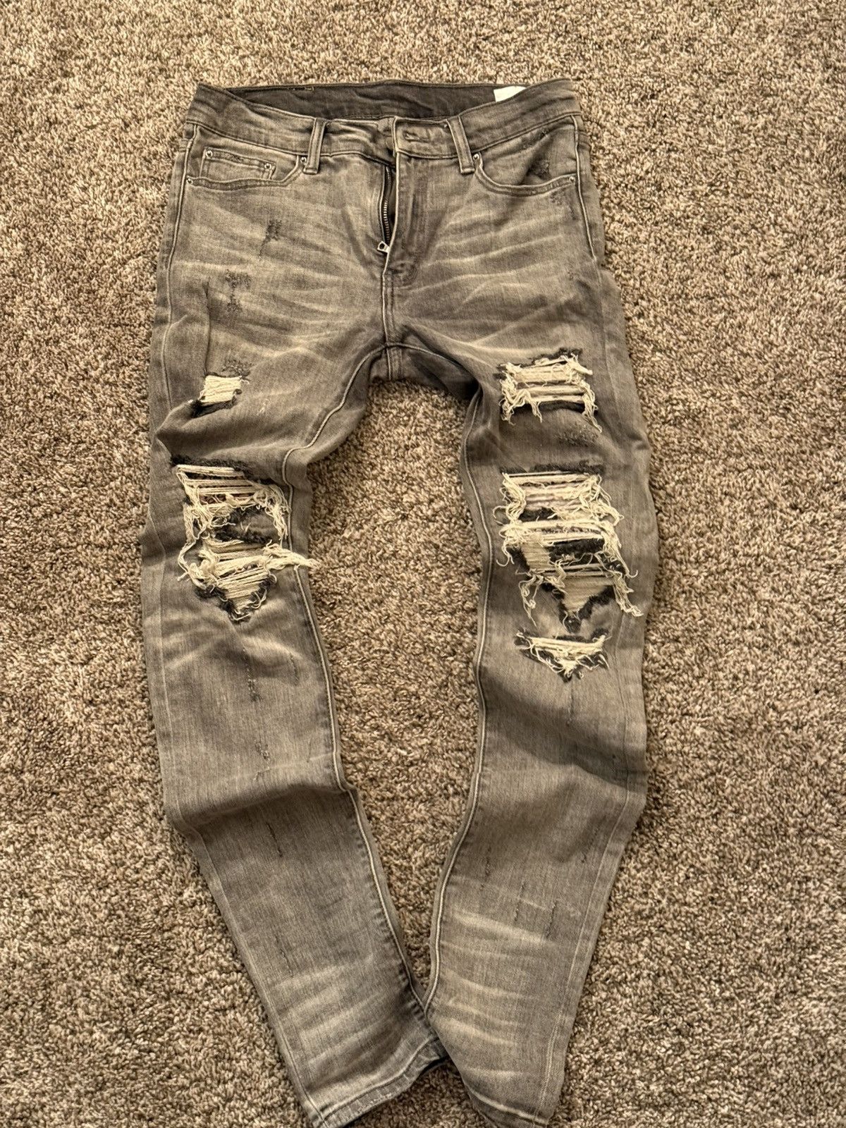 MNML Grey bandana distressed denim Size US 30 / EU 46 - 1 Thumbnail