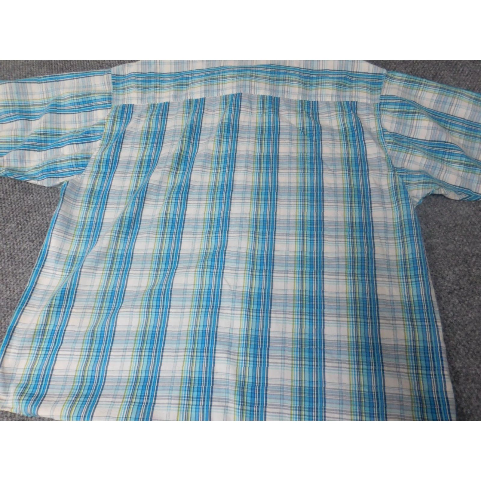 Vintage Koman Mens Shirt 2XL Blue Plaid Button-Down Short Sleeve Collared Knit Cotton Sport Regular Size US XXL / EU 58 / 5 - 6 Thumbnail