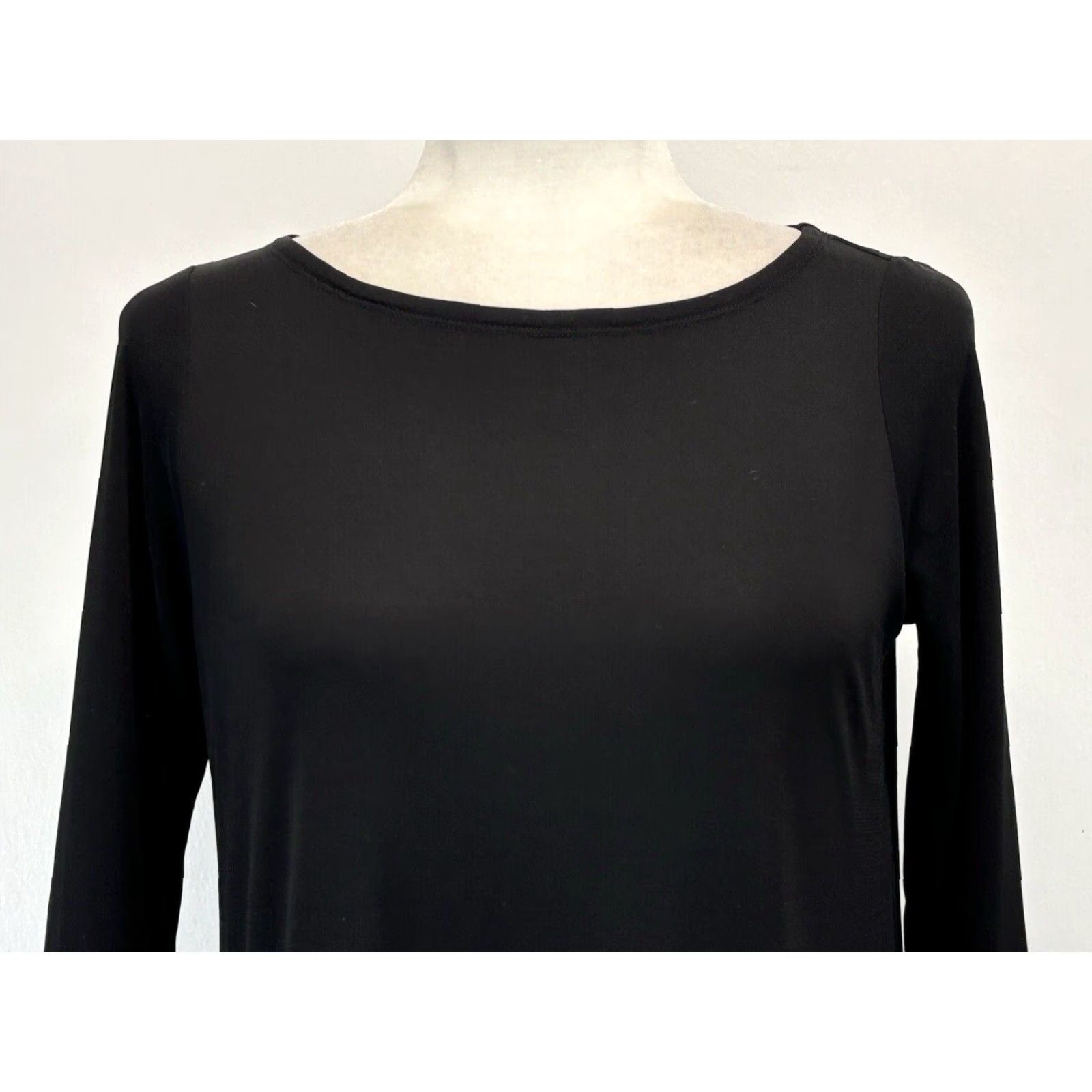 Eileen Fisher EILEEN FISHER Silk Shift Dress Women's Black 3/4 Sleeve XXS Knee Length Size XXS / US 00 / IT 34 - 5 Thumbnail