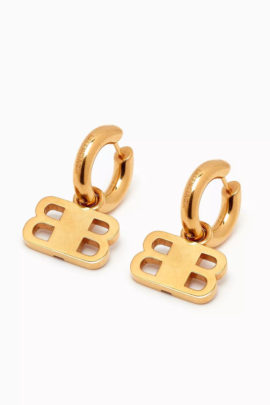 Balenciaga o1mt1gz1024 Size: OS / BB 2.0 Hoop Earrings in Gold Size ONE SIZE - 3 Thumbnail