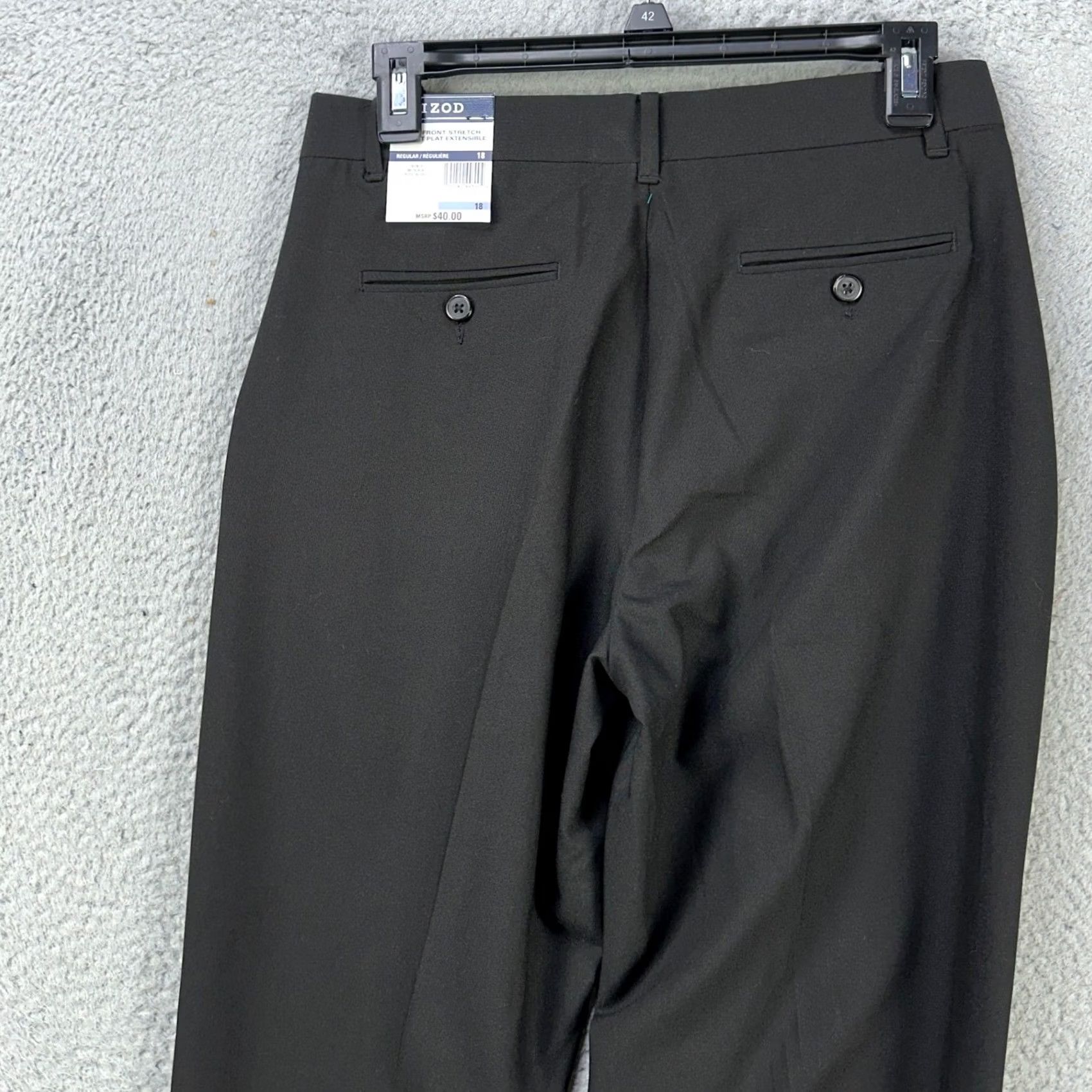 Izod VINTAGE Izod Pants Trouser Womens 18 Black Devant Plat Extensible Flat Front Stretch NEW Size 40" / US 18 - 3 Thumbnail