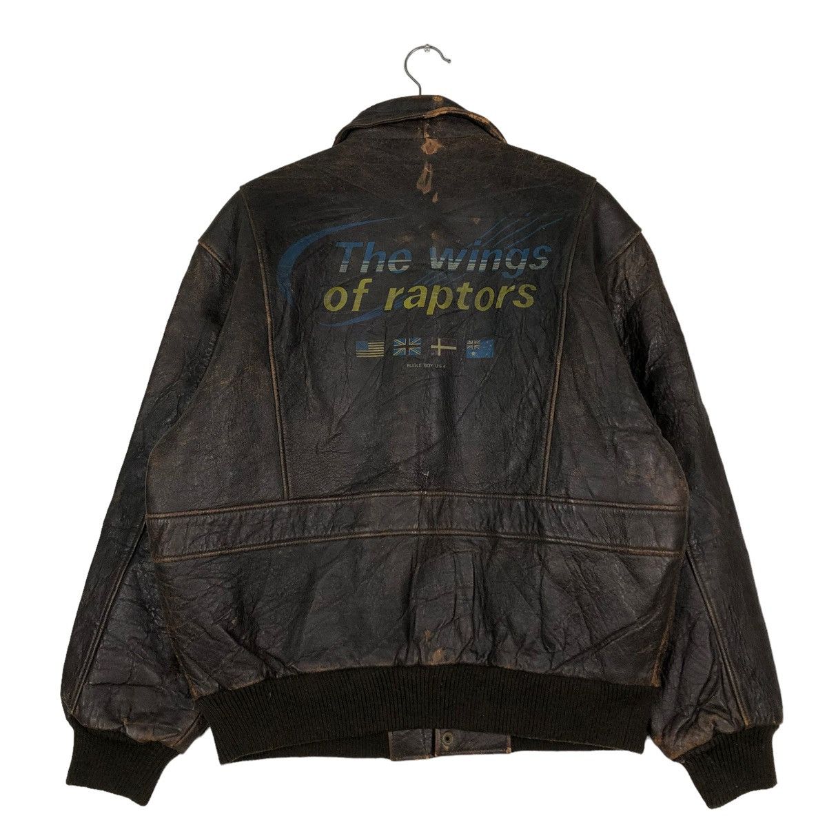 Vintage 🔥VINTAGE FLY GENUINE LEATHER JACKET BUGLE BIG LOGO Size US L / EU 52-54 / 3 - 10 Thumbnail
