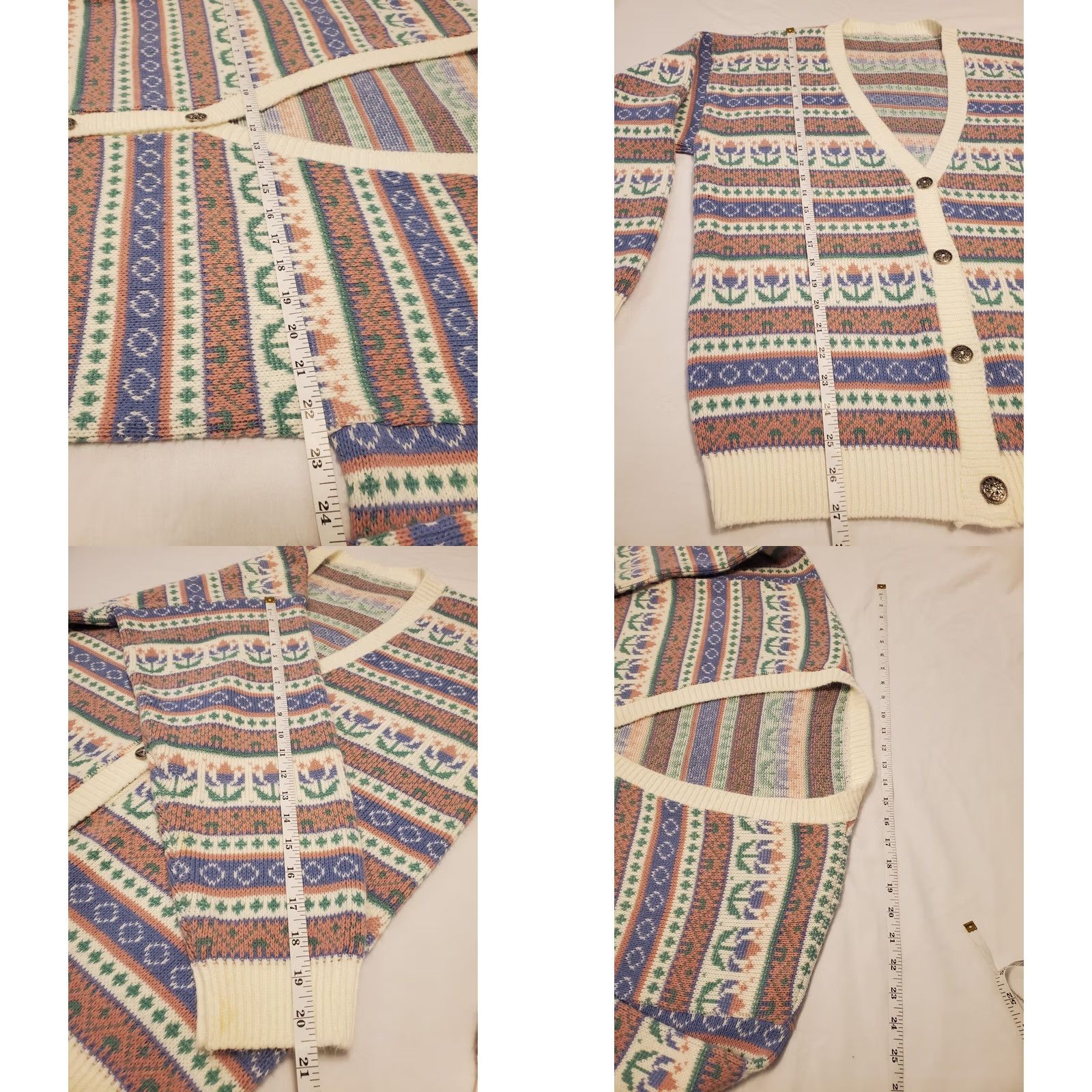 Vintage Vtg Grandma Knit Cardigan Womens Large Pastel Tulip Cottagecore Easter Size L / US 10 / IT 46 - 8 Thumbnail