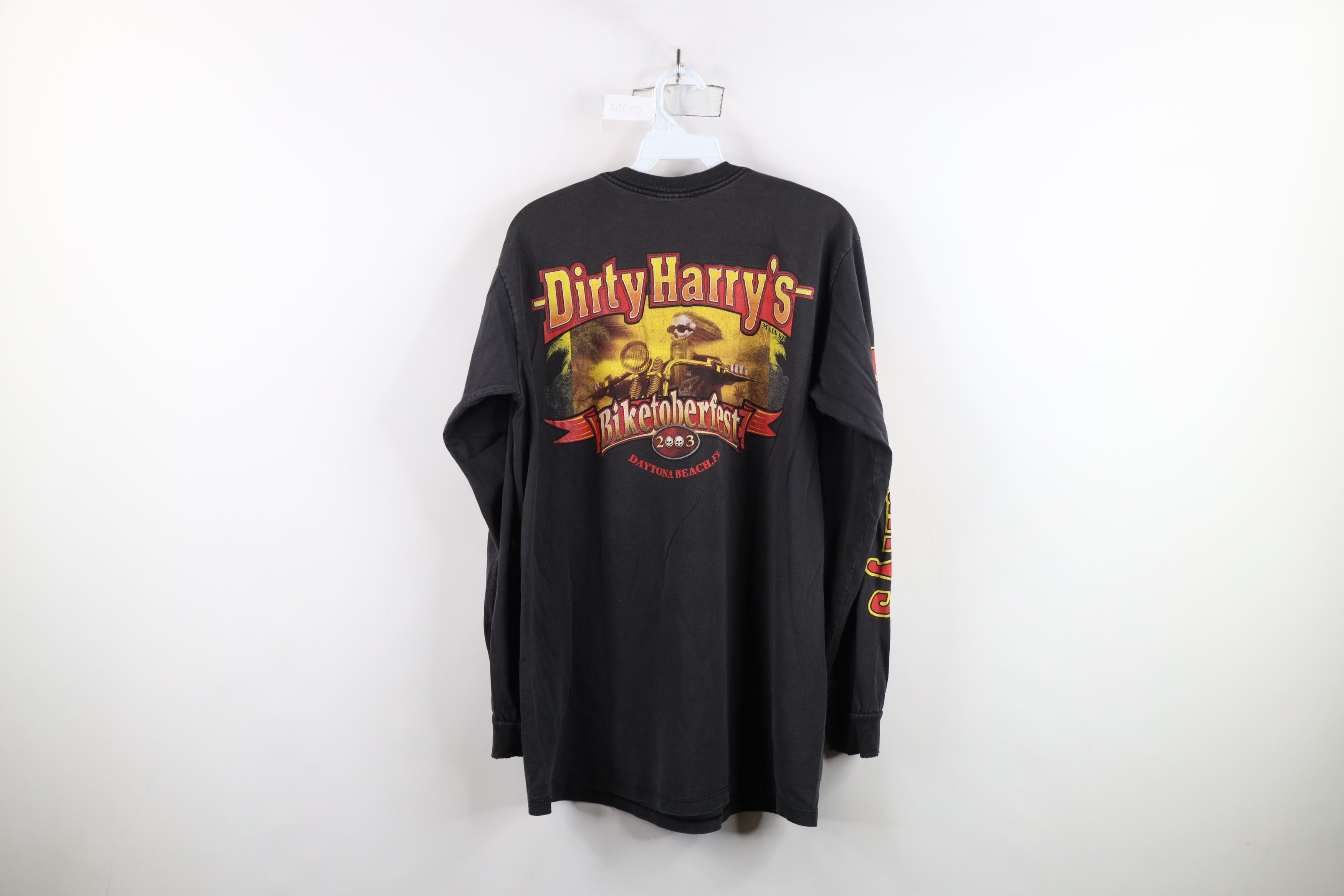 Vintage Vintage Y2K 2003 Harrys Skull Motorcycle Long Sleeve T-Shirt Size US M / EU 48-50 / 2 - 12 Thumbnail