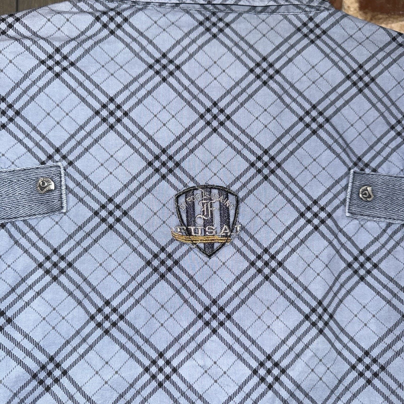 FUSAI Utility Shirt Mens XXL Blue Plaid Zip Pocket Military Shirt Size US XXL / EU 58 / 5 - 8 Thumbnail