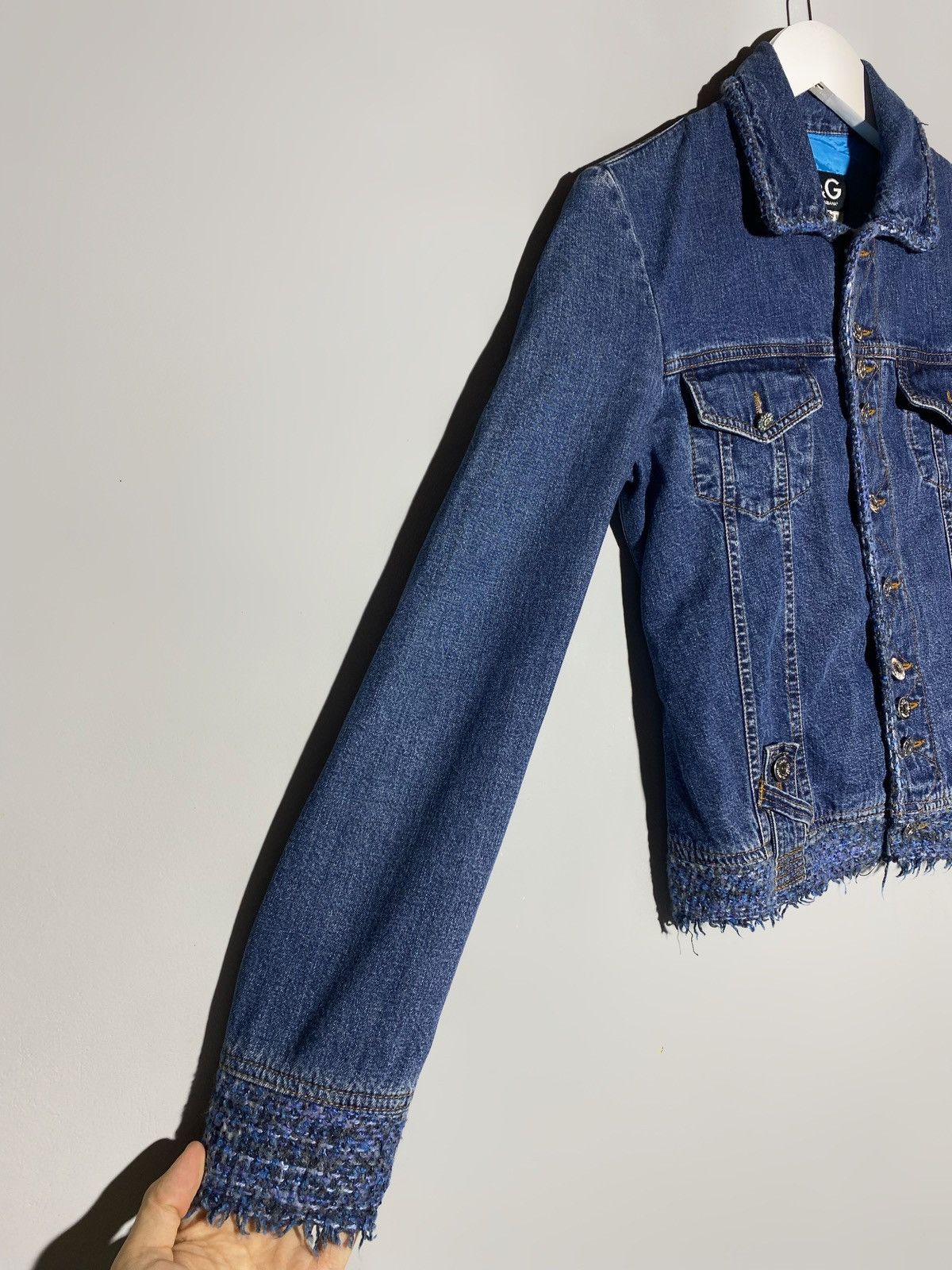 Dolce & Gabbana Dolce & Gabbana Button Down Tweed Detail Denim Jacket Size XS / US 0-2 / IT 36-38 - 9 Thumbnail