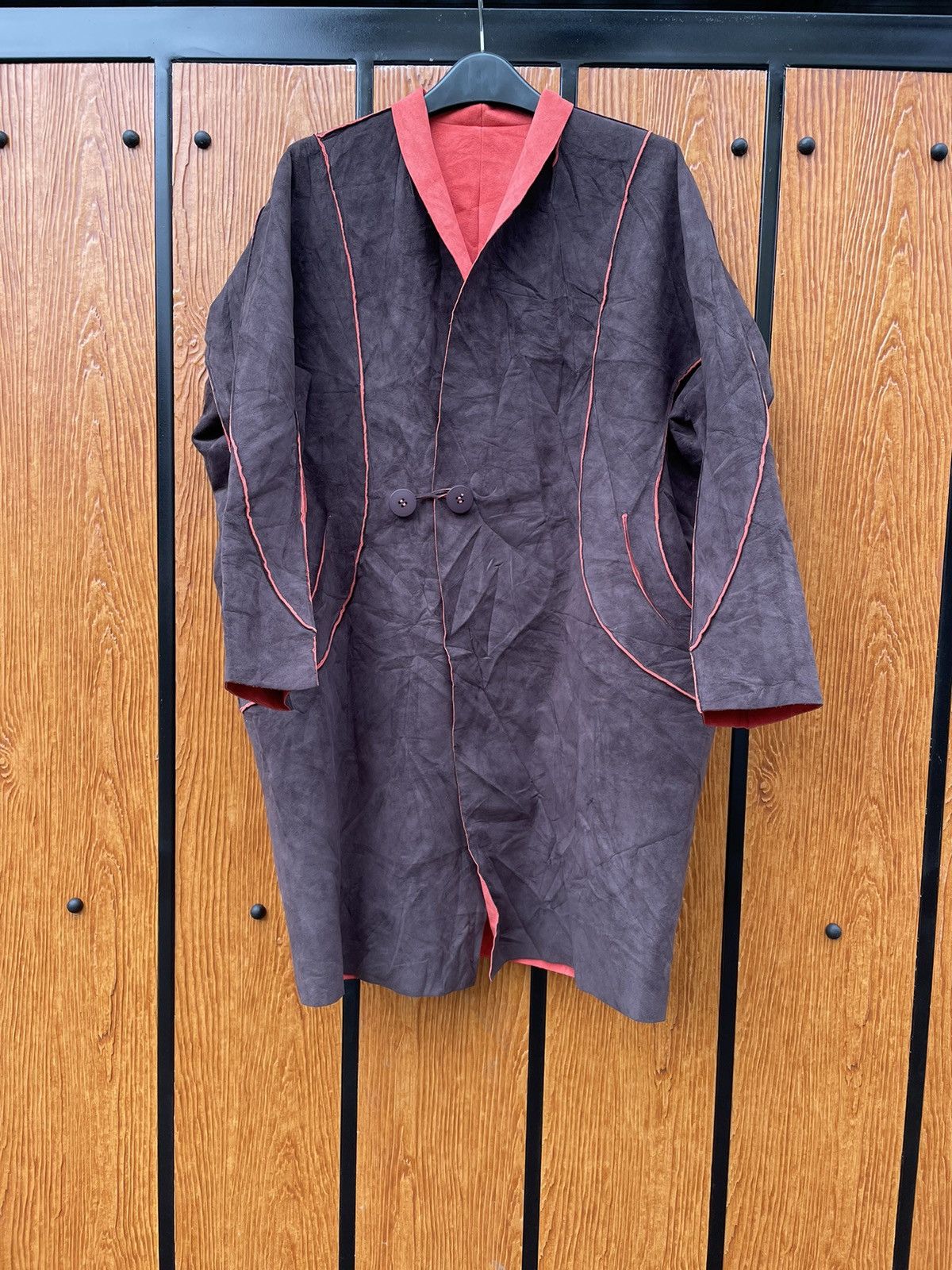 Designer × Issey Miyake Issey Miyake Deconstructed Reversible Suede Batwing Coat Size US M / EU 48-50 / 2 - 1 Thumbnail