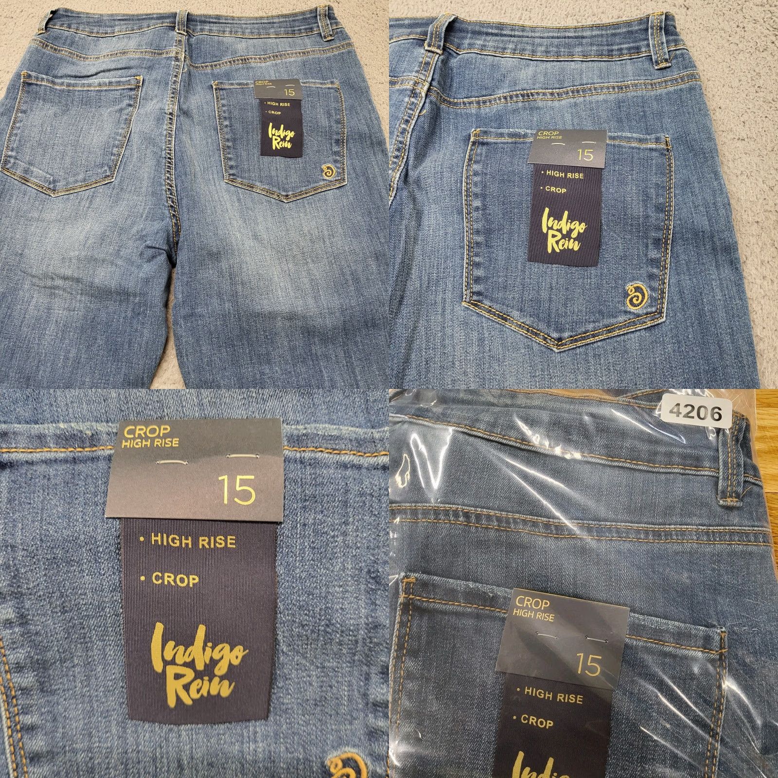 Vintage Indigo Rein Jeans Womens 15/31 Med Blue Wash Distressed High Rise Crop Jeans Size 36" / US 14 / IT 50 - 9 Thumbnail