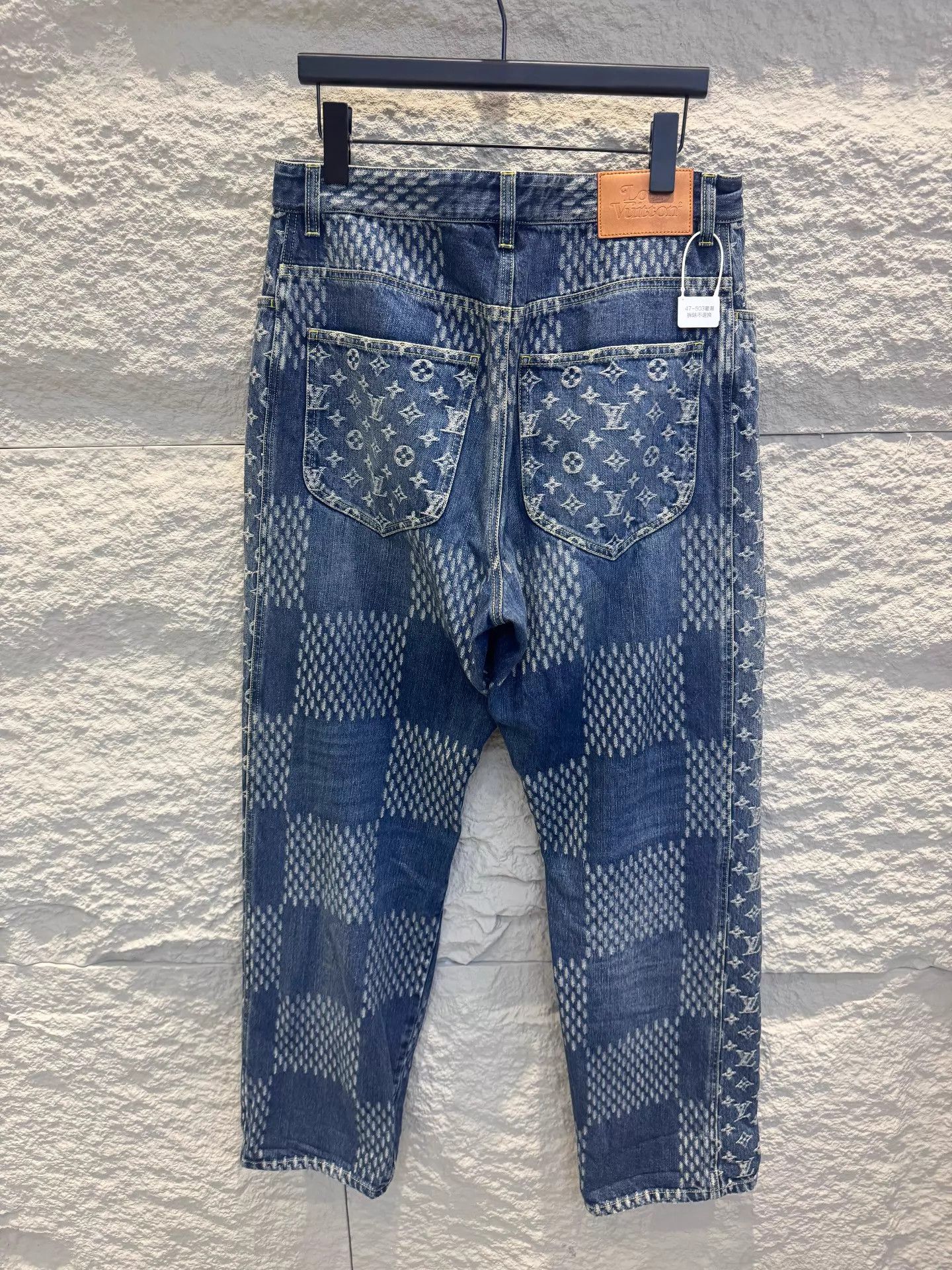 Louis Vuitton LV x Nigo Giant Damier Waves Monogram Jeans Men Blue 32 Size US 32 / EU 48 - 5 Thumbnail