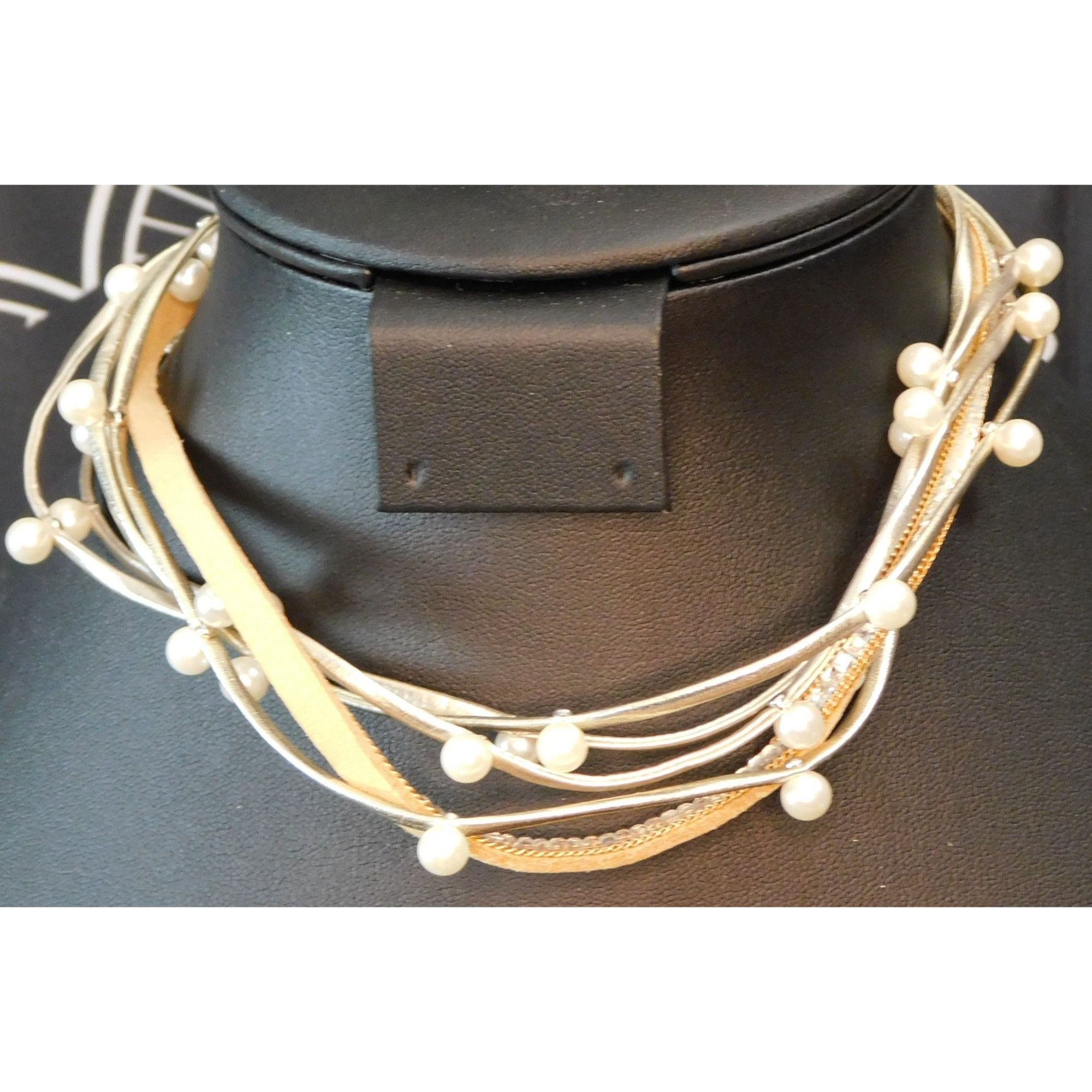Other Boho Chic Tan Faux Pearl Layered Necklace Size ONE SIZE - 1 Thumbnail