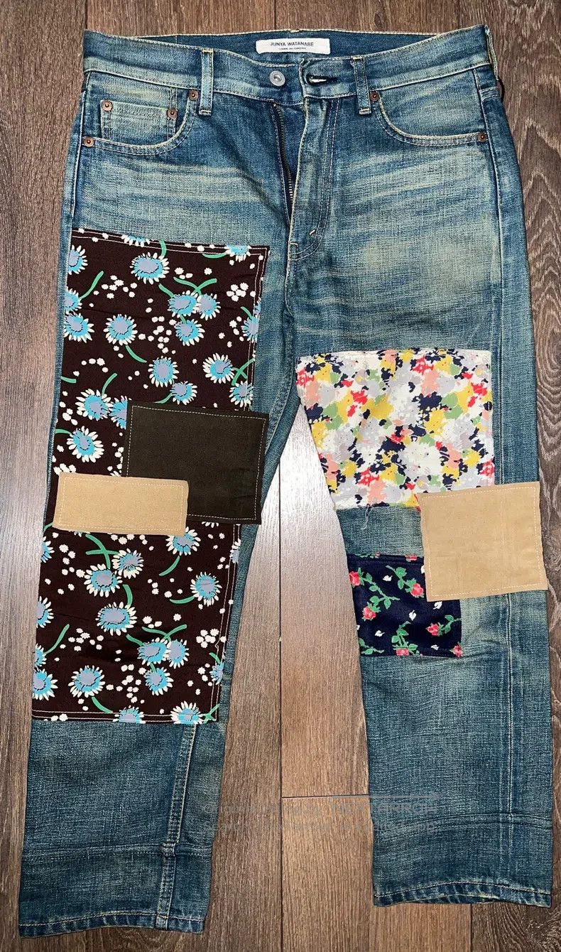 Junya Watanabe size XS Denim Pants with Patchwork Floral S