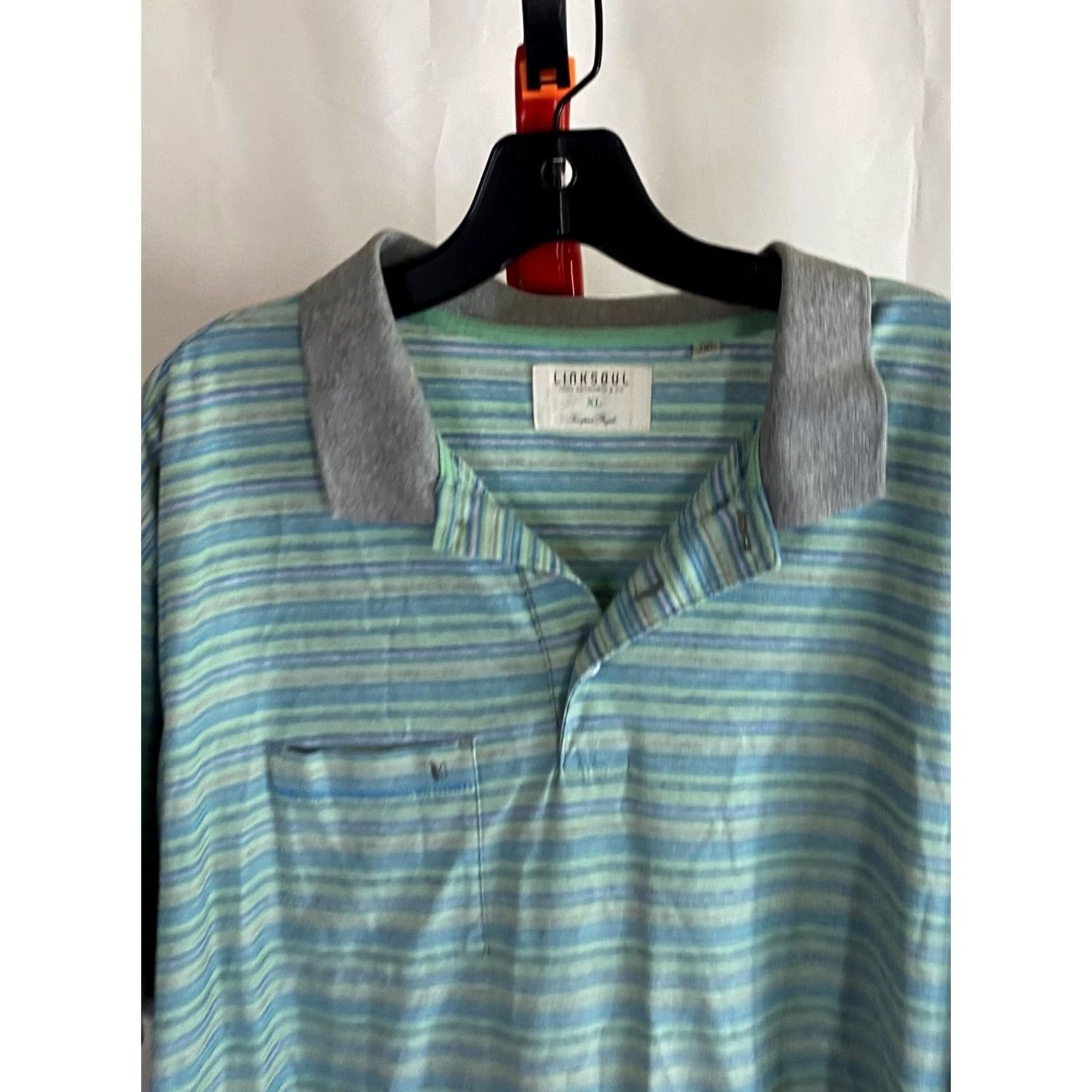 Vintage Linksoul Polo Shirt XL Embroidedred Golf Club Stripe Men XS? XL - Note: Original title contains XL; no new info added. Size US XL / EU 56 / 4 - 5 Thumbnail