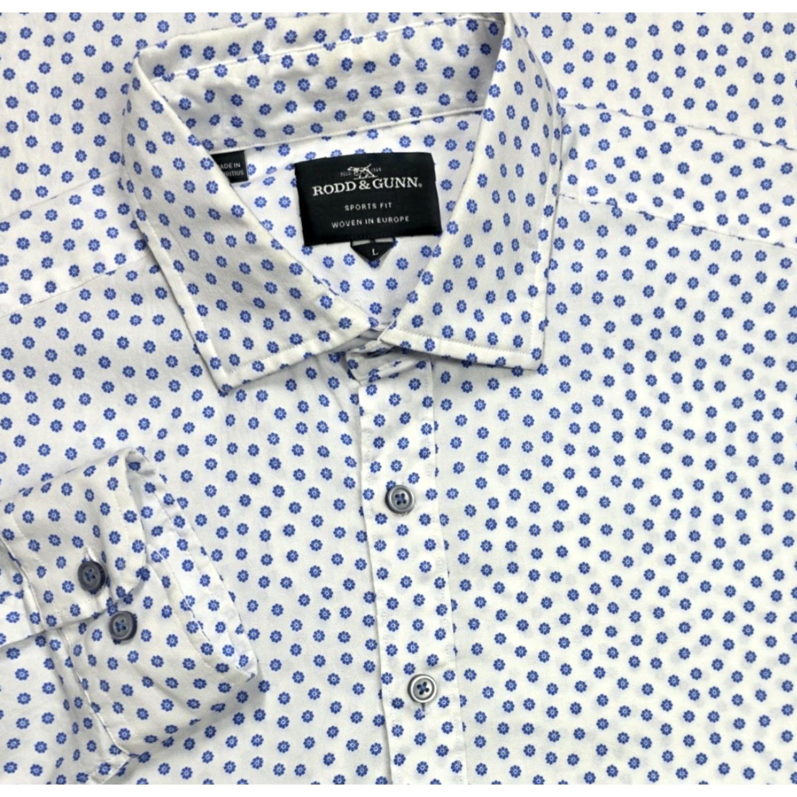 Rodd & Gunn Rodd & Gunn Button Down Shirt Mens L White Geometric Italian Fabric Sports Fit Size US L / EU 52-54 / 3 - 2 Thumbnail