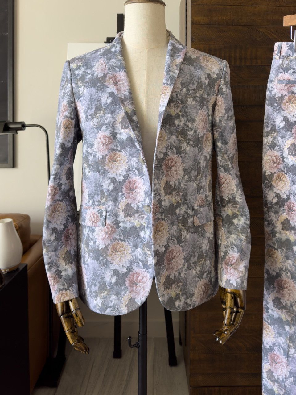Boohoo boohooMAN Floral Print Skinny Fit Suit - 40R Size 40R - 2 Thumbnail