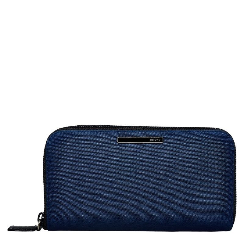 image of Prada Tessuto Zip Around Wallet in Blue, Women's