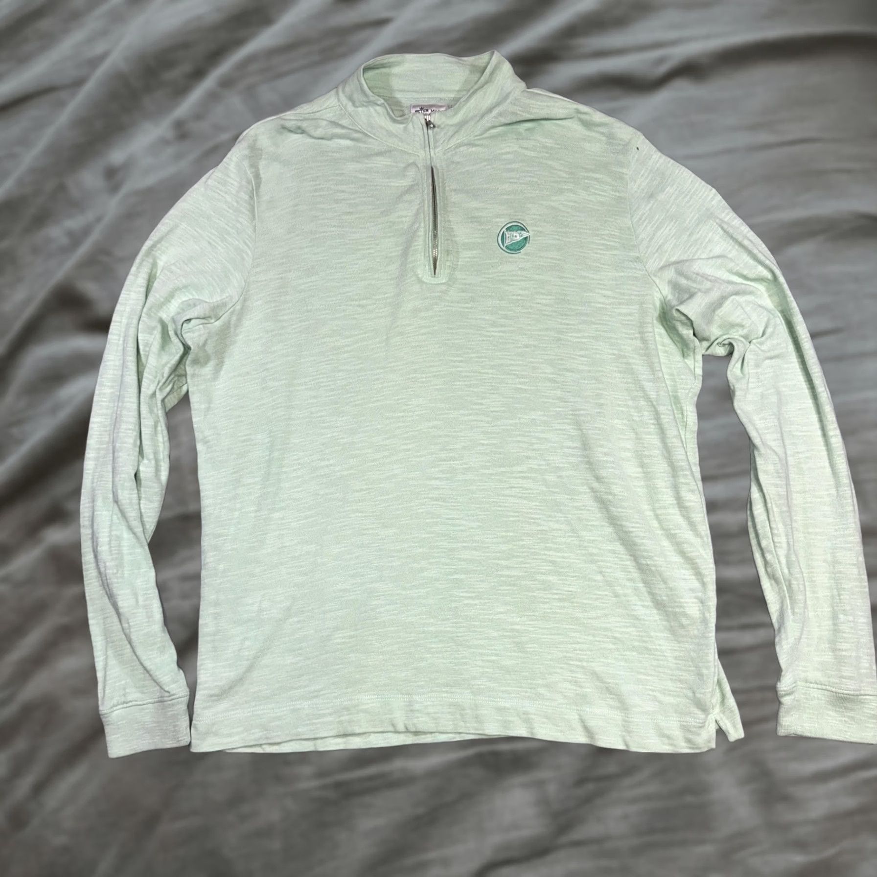 Peter Millar Peter Millar Sweater Mens XL Light Green Quarter Zip 100% Cotton Golf Pullover Size US XL / EU 56 / 4 - 1 Thumbnail