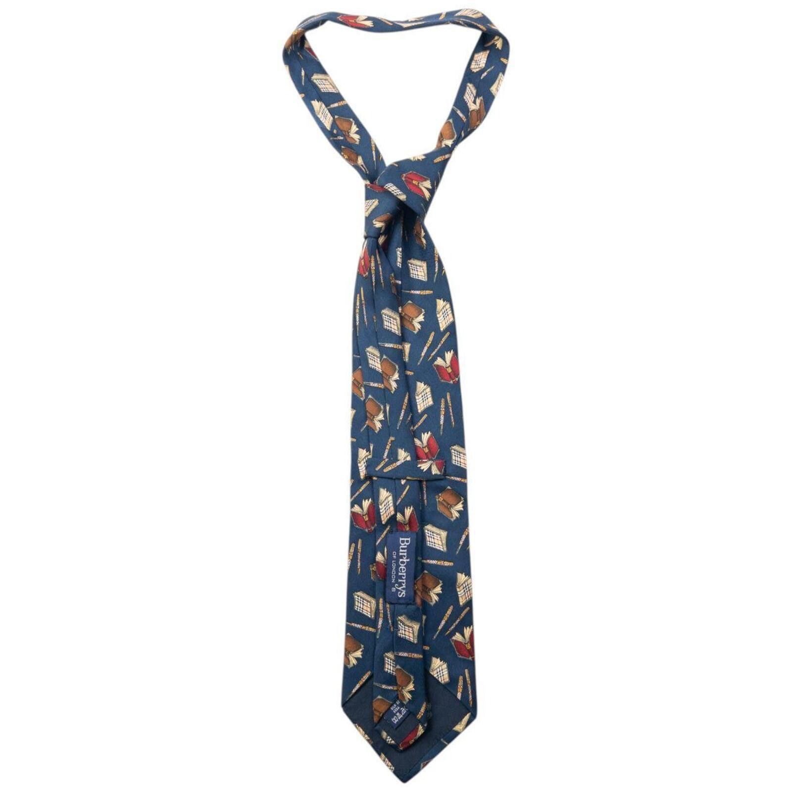 Burberry Vintage 90s Burberry Book & Pen Pattern Silk Tie Size ONE SIZE - 4 Thumbnail