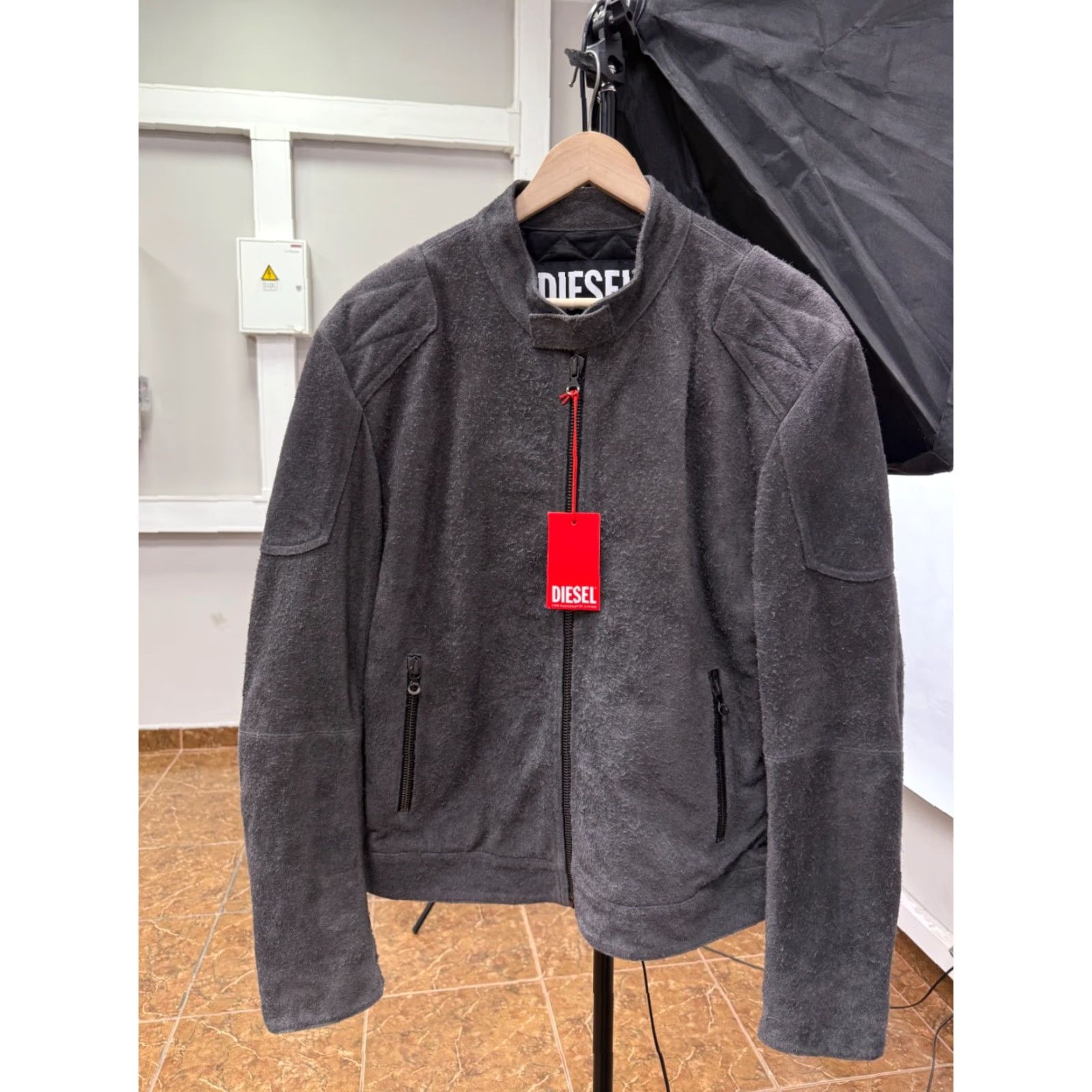 Diesel Diesel Leather Bike Jacket Men's Regular Size 50 Gray Suede Cowhide Made in Italy 50 Biker Size US M / EU 48-50 / 2 - 2 Thumbnail