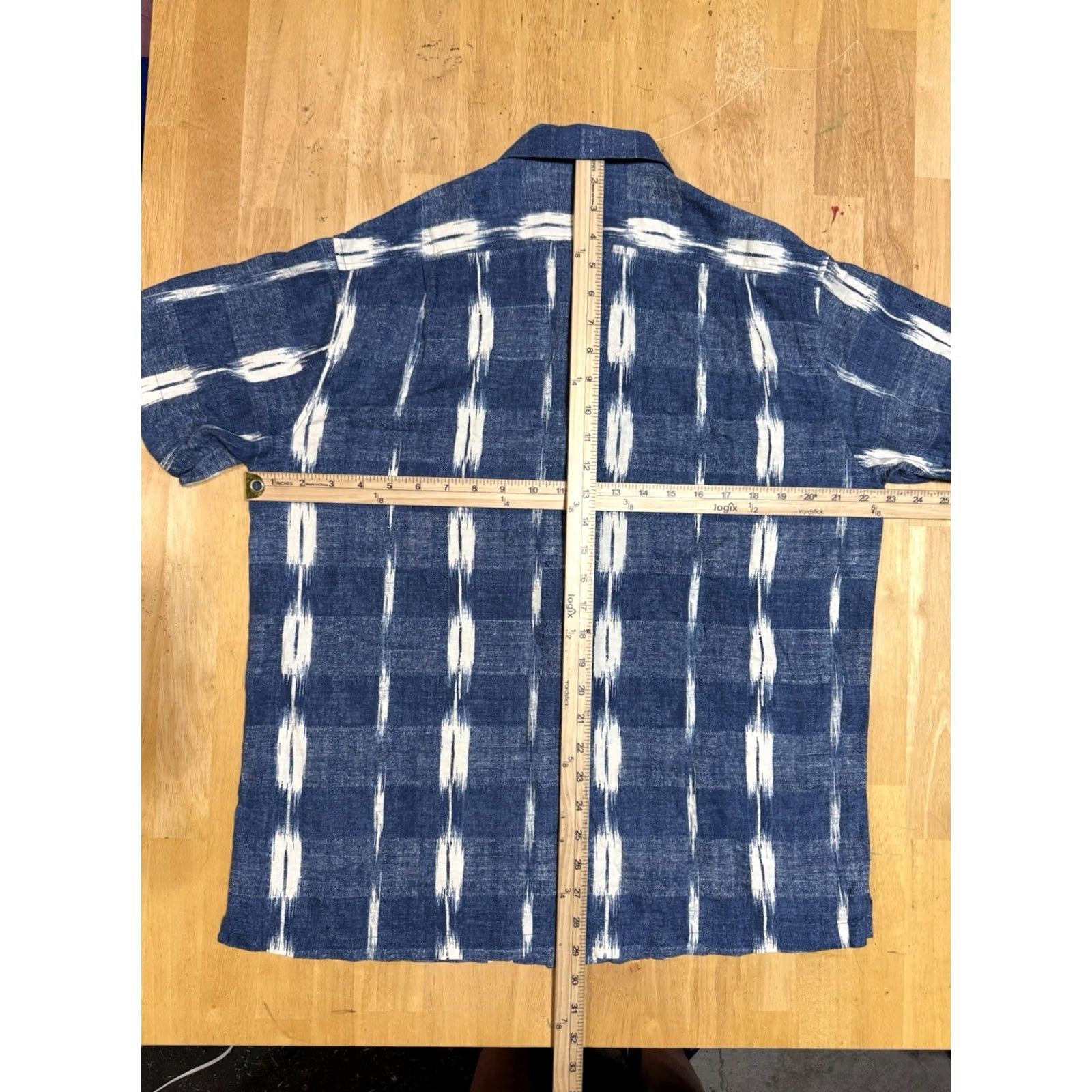 Linea Line Of Trade Shirt Men Medium Blue Hawaiian Linen Blend Loop Collar Camp Size US M / EU 48-50 / 2 - 7 Thumbnail