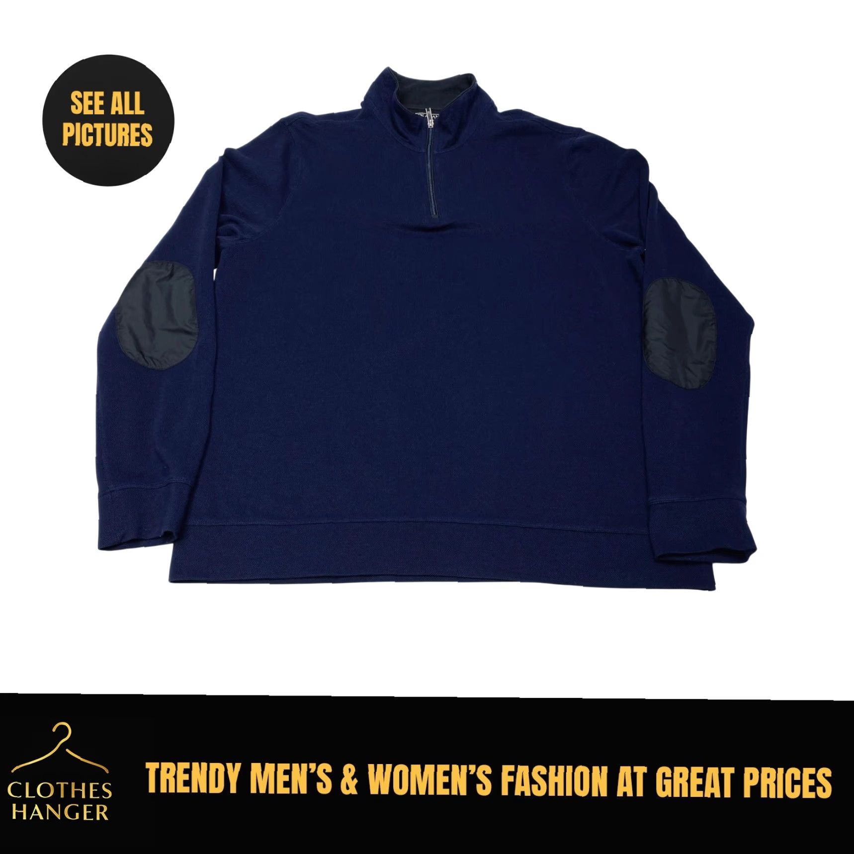 Jos. A. Bank Jos A Bank Travel Tech 1/4 Zip Sweater Mens 2XL Navy Elbow Patches Pullover Long Sleeve Size US XXL / EU 58 / 5 - 2 Thumbnail