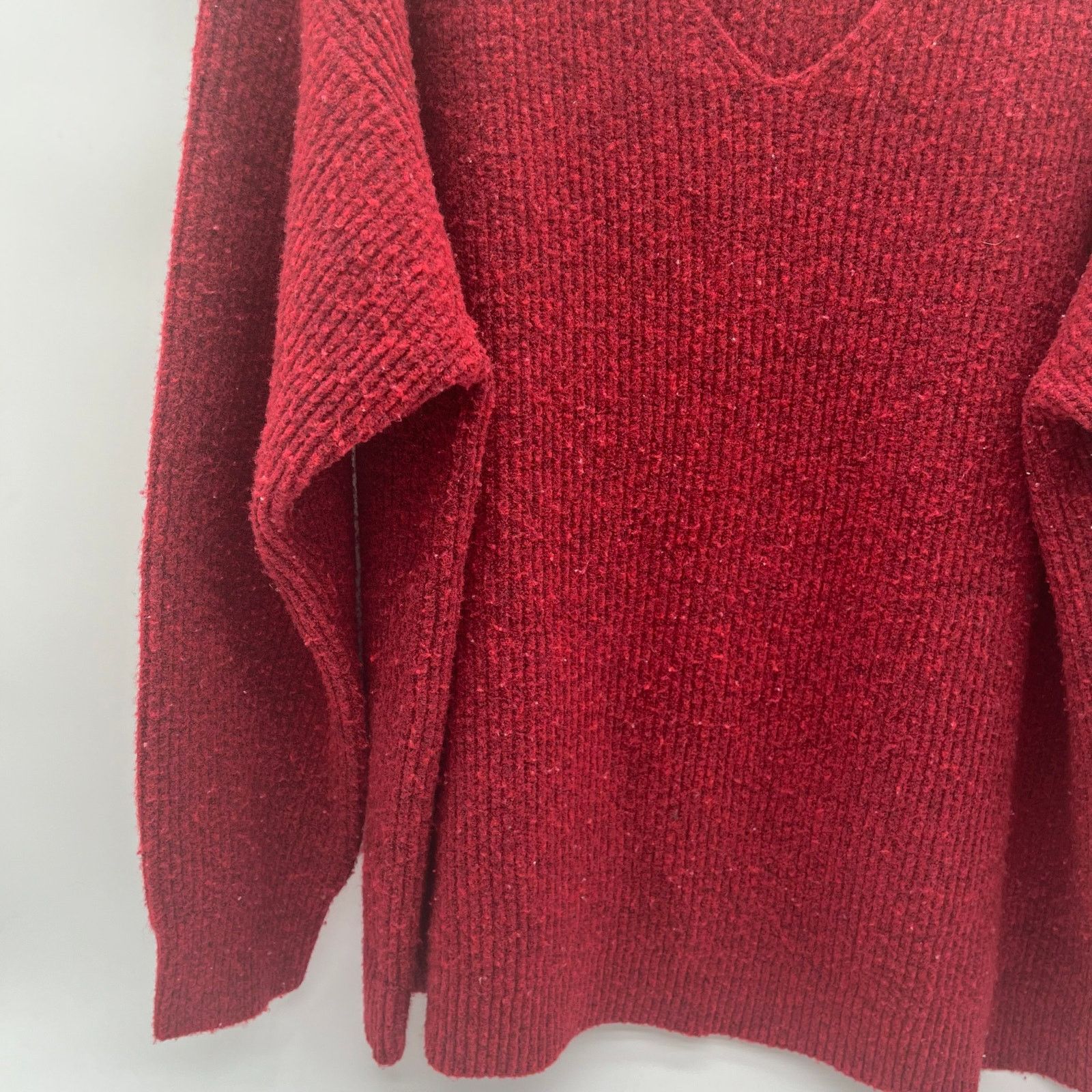 Unknown London AVA & VIV V-Neck Knitted Sweater, Red, 1x, Plus Size Size XXL / US 16-18 / IT 52-54 - 2 Thumbnail