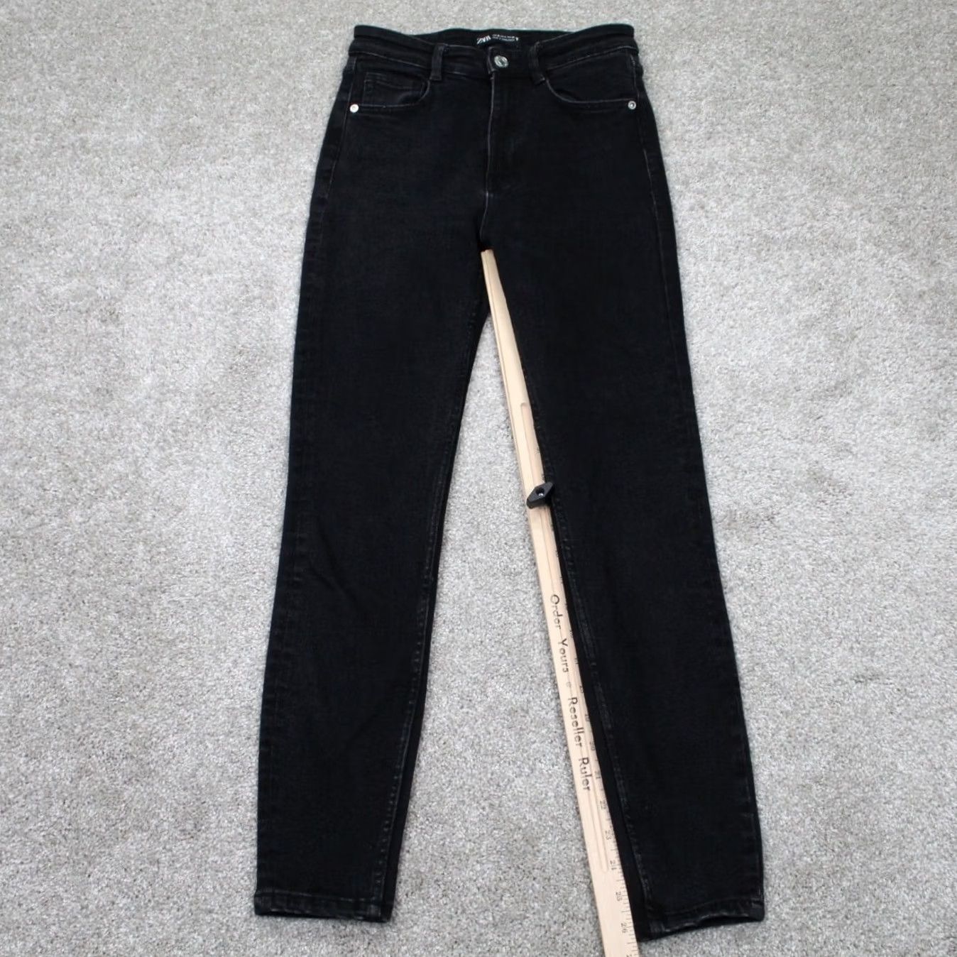 Zara Zara Jeans Womens 4 Black Organic Cotton Stretch Denim 27" Inseam Vintage No Size 27" / US 4 / IT 40 - 3 Thumbnail