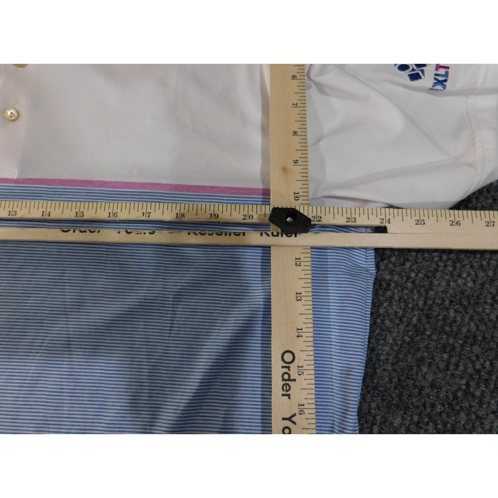 Peter Millar Peter Millar Polo Shirt Mens Large White Blue Summer Comfort Golf EXLTUBE Logo Shirt Mens Large White/Blue Stripe Polo Size US L / EU 52-54 / 3 - 7 Thumbnail
