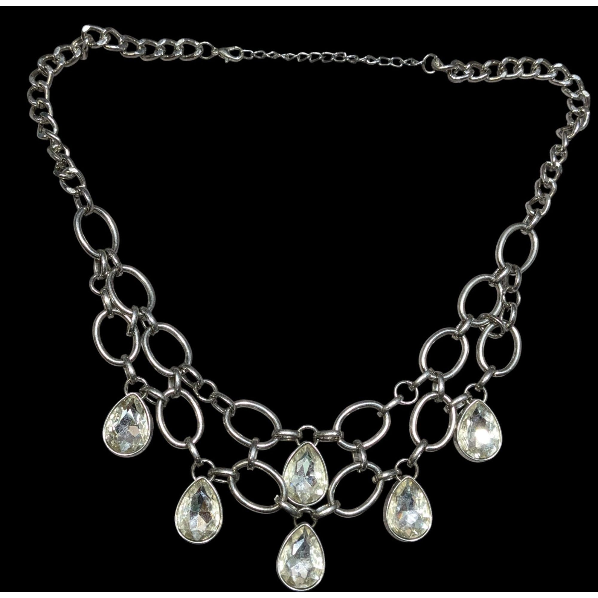 Other Paparazzi Silver Chain Necklace With Teardrop Crystal Pendan Size ONE SIZE - 1 Thumbnail