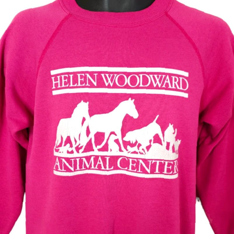 Hanes VINTAGE Hanes Sweatshirt Mens Small Pink 90s Animals Horses Dogs Cats Crew Neck Cotton Blend Long Sleeve Made In USA 80s 90s Animal Rescue Size US S / EU 44-46 / 1 - 2 Thumbnail
