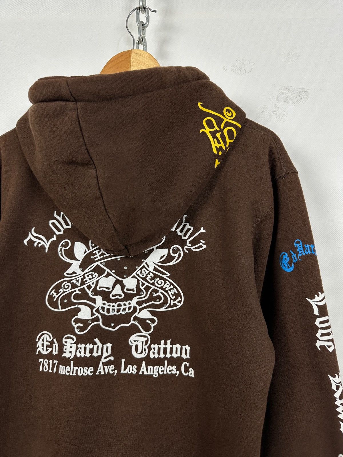 Ed Hardy Vintage Ed Hardy Rhinestones Skull Zip Up Brown Hoodie Size US M / EU 48-50 / 2 - 19 Thumbnail
