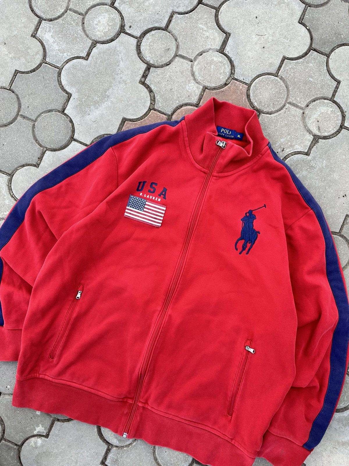 Polo Ralph Lauren × Vintage Vintage Polo Ralph Lauren USA Zip Hoodie Chief Keef Size US XL / EU 56 / 4 - 2 Thumbnail